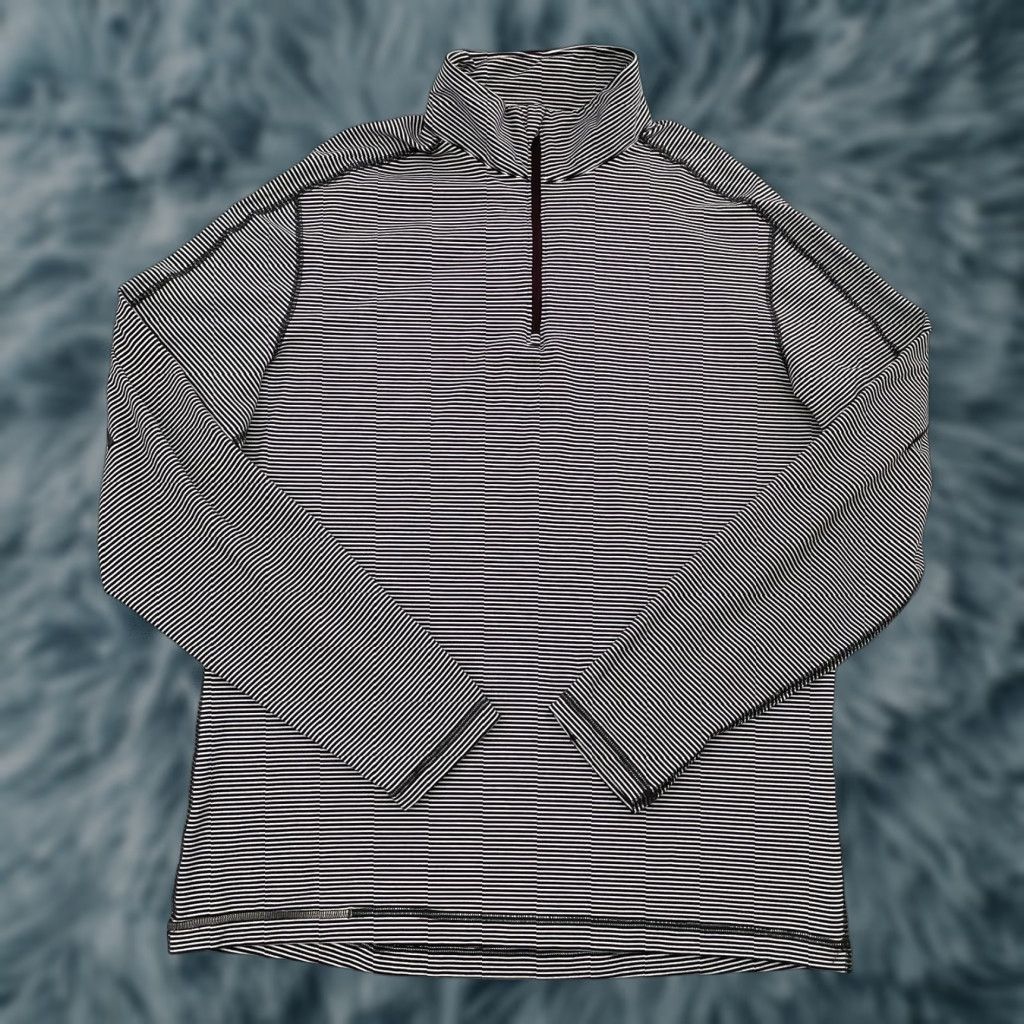 Lululemon Lululemon Black White Striped Pullover 1/4 Zip Sweatshirt Adult Large Performance Mens Size US L / EU 52-54 / 3 - 1 Thumbnail