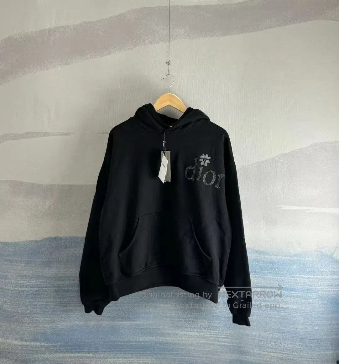 Dior Dior Black Glitter Daisy Embroidered Hoodie| Size S / US 4 / IT 40 - 1 Thumbnail