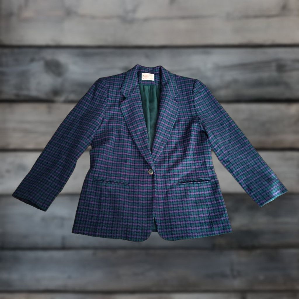 Pendleton Vintage Pendleton Women's Blazer Jacket Houndstooth Wool Size 12 USA Made Formal Business Size XL / US 12-14 / IT 48-50 - 1 Thumbnail