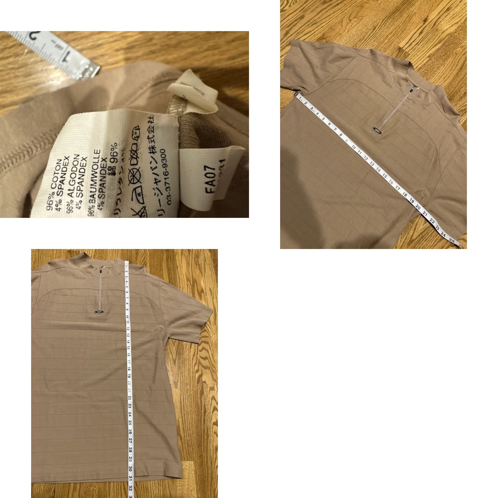 Oakley VINTAGE Oakley T-Shirt Mens L Beige Cotton Spandex Ribbed 1/4 Zip Stretch Outdoor Vtg Size US L / EU 52-54 / 3 - 8 Thumbnail