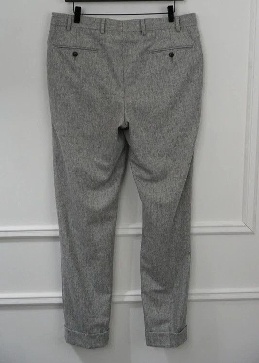 Suitsupply Men Suitsupply Soho Turn - Up Trousers Flannel Grey UK/US44 Size 44R - 2 Thumbnail