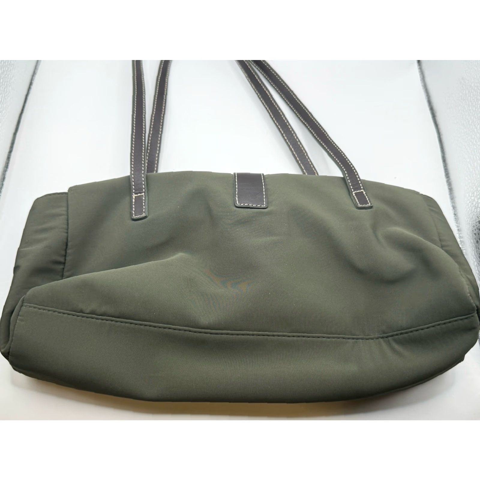 Ralph Lauren VINTAGE Lauren Ralph Lauren Tote Bag Women Medium Green Leather Nylon Casual Size ONE SIZE - 5 Thumbnail