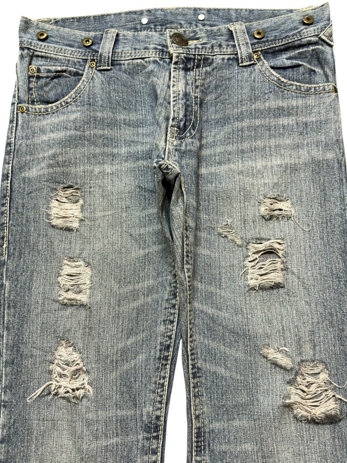 If Six Was Nine Vintage Japanese Brand Faded Ripped Grunbe Distressed Denim Size US 33 - 2 Thumbnail