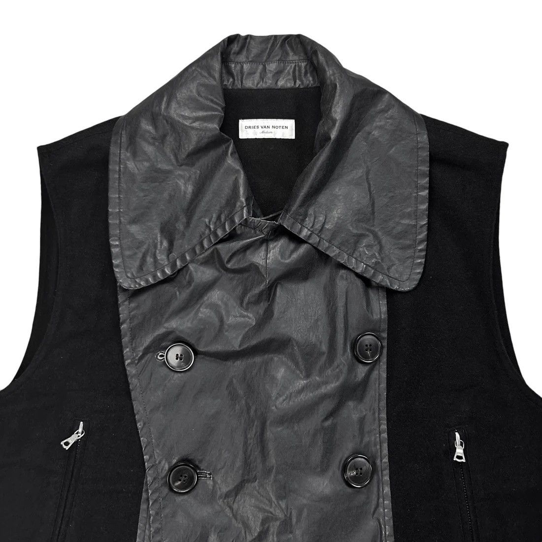 Dries Van Noten Dries Van Noten Double Breasted Waxed Panel Wool Vest Size US M / EU 48-50 / 2 - 5 Thumbnail