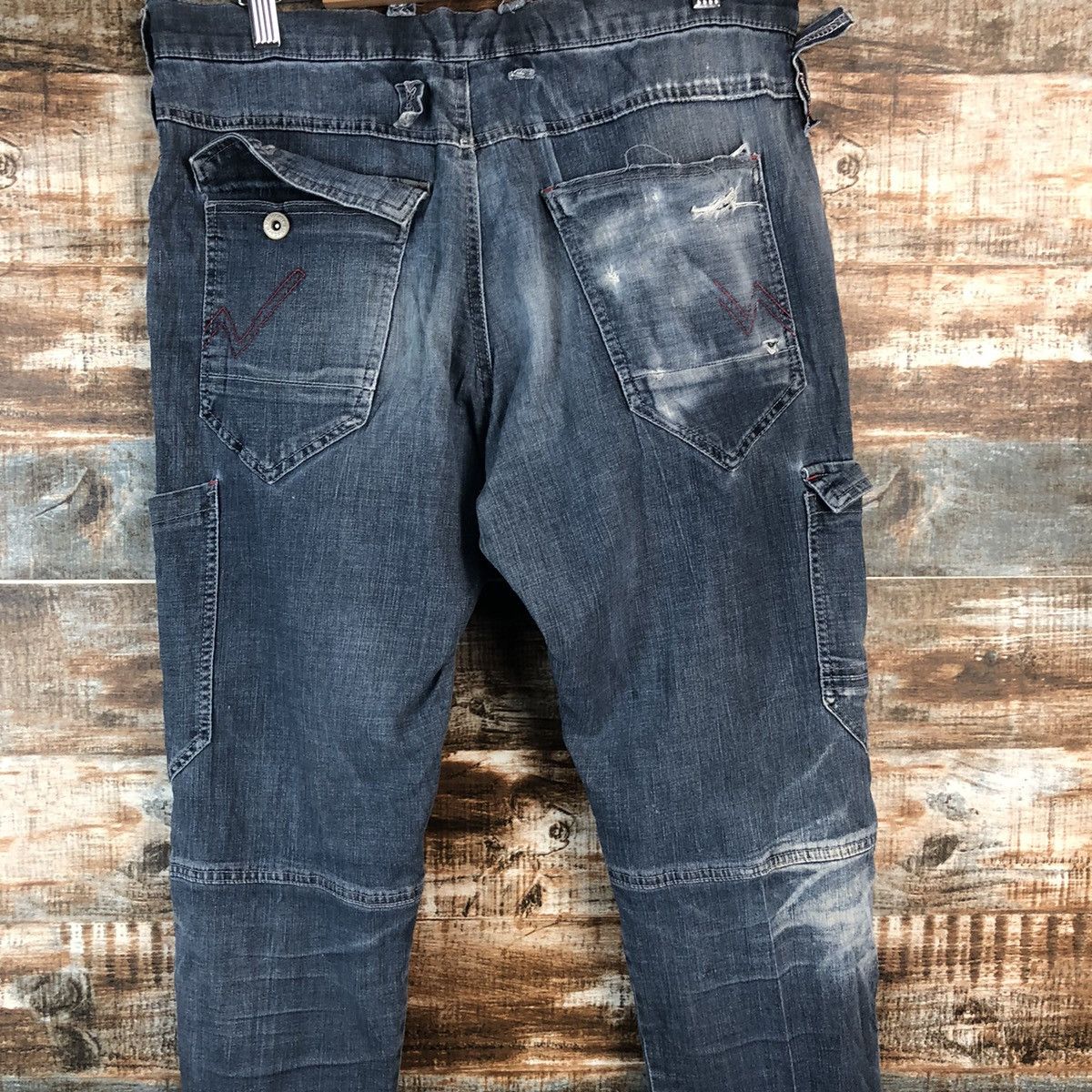 Japanese Brand Field Core Blue Distressed Denim Pants #A2106 Size US 32 / EU 48 - 19 Thumbnail