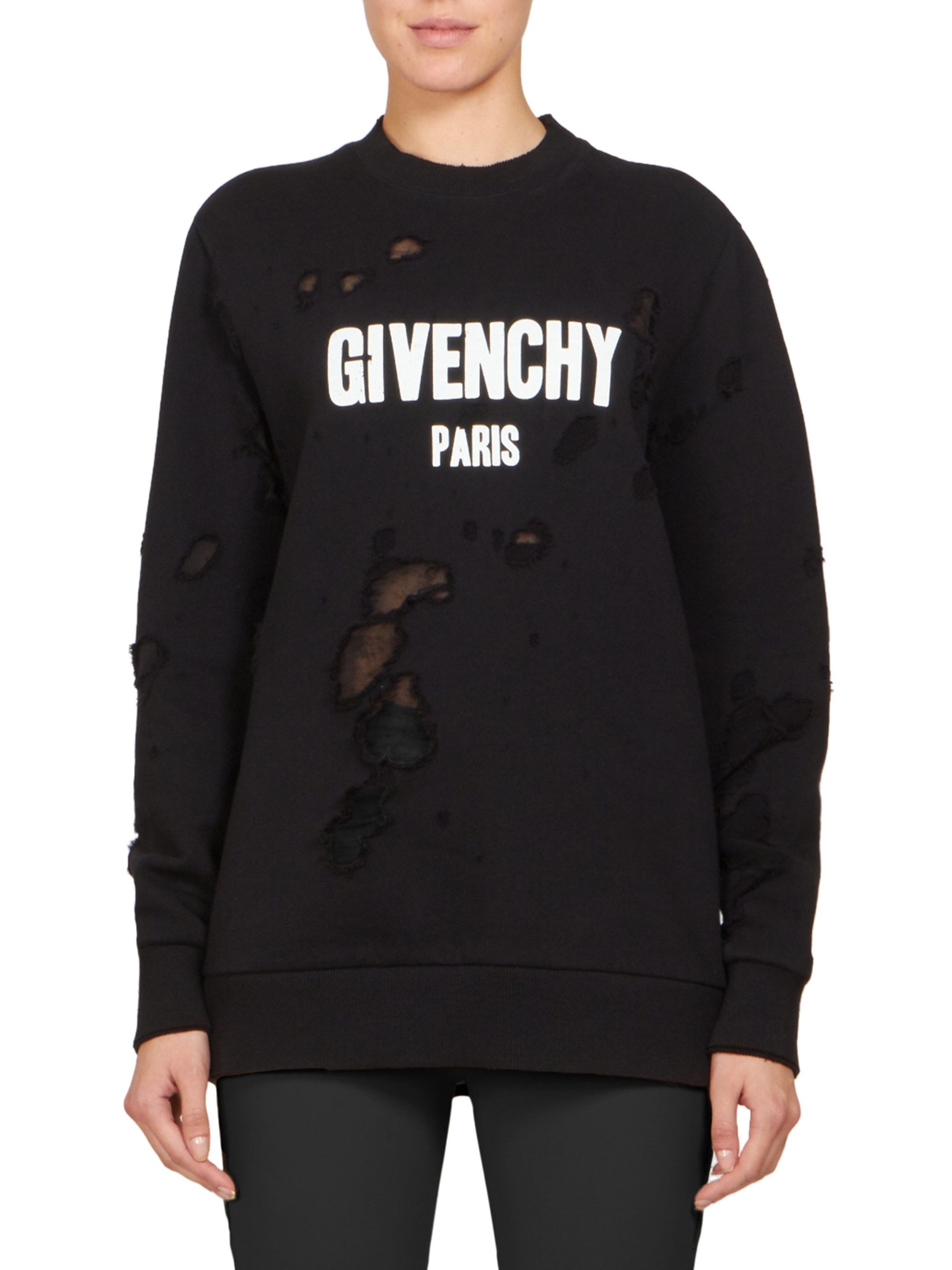 Givenchy Black Destroyed Logo Sweatshirt Size S / US 4 / IT 40 - 1 Thumbnail