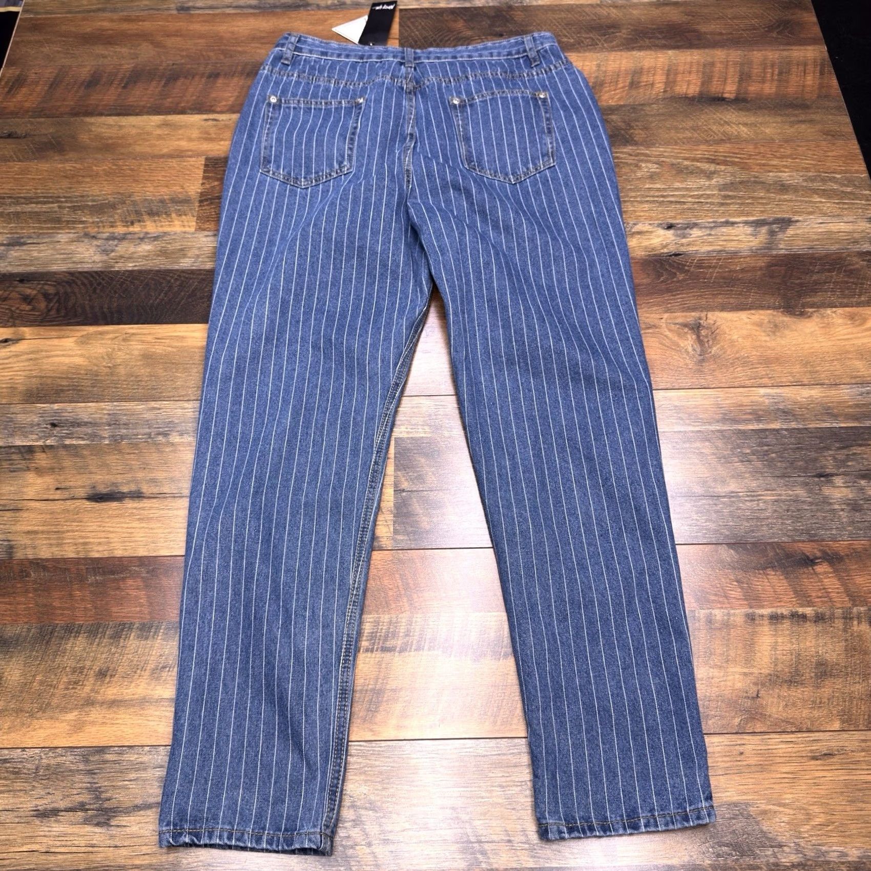 Nasty Gal Nasty Gal Jeans 14 Blue High Rise Pinstripe Mom New Size 36" / US 14 / IT 50 - 3 Thumbnail