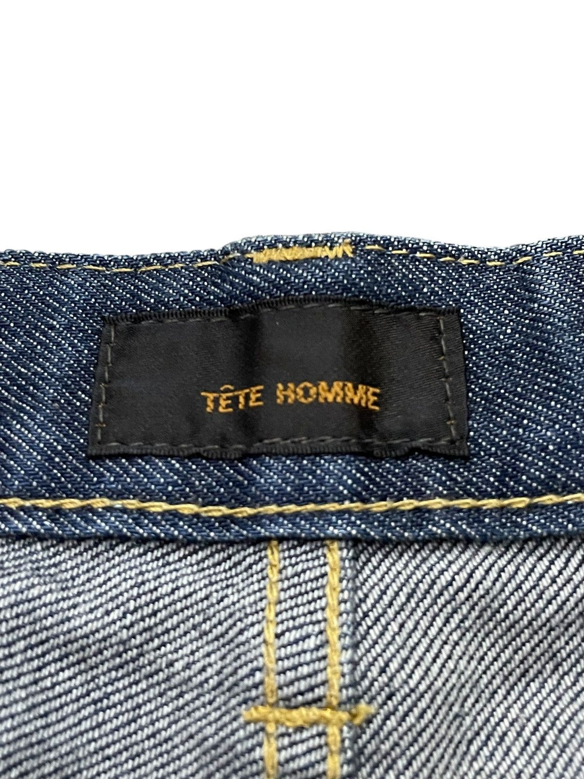 Issey Miyake × Japanese Brand × Tete Homme Tete Homme Carpenter Leather Trimmed Flared Jeans Size US 31 - 10 Thumbnail