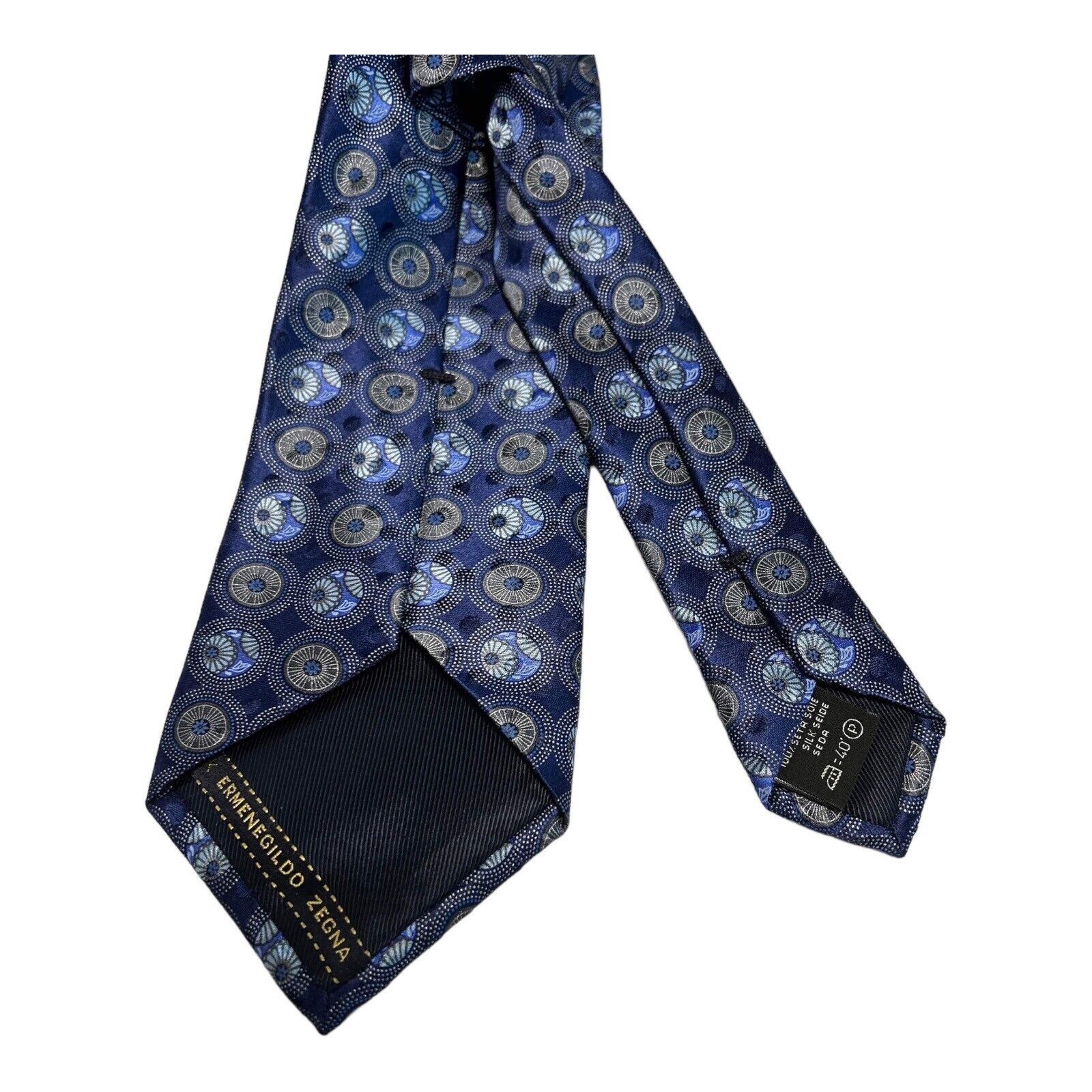 Ermenegildo Zegna ERMENEGILDO ZEGNA Blue Medallion Luxury Silk Tie Made In Ita Size ONE SIZE - 2 Thumbnail