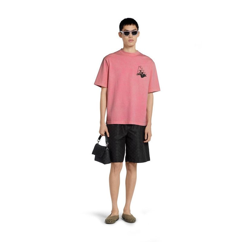 Gucci o1loc1c1125 798115 Printed Cotton Jersey T Shirt in Pink Size US XXL / EU 58 / 5 - 6 Thumbnail