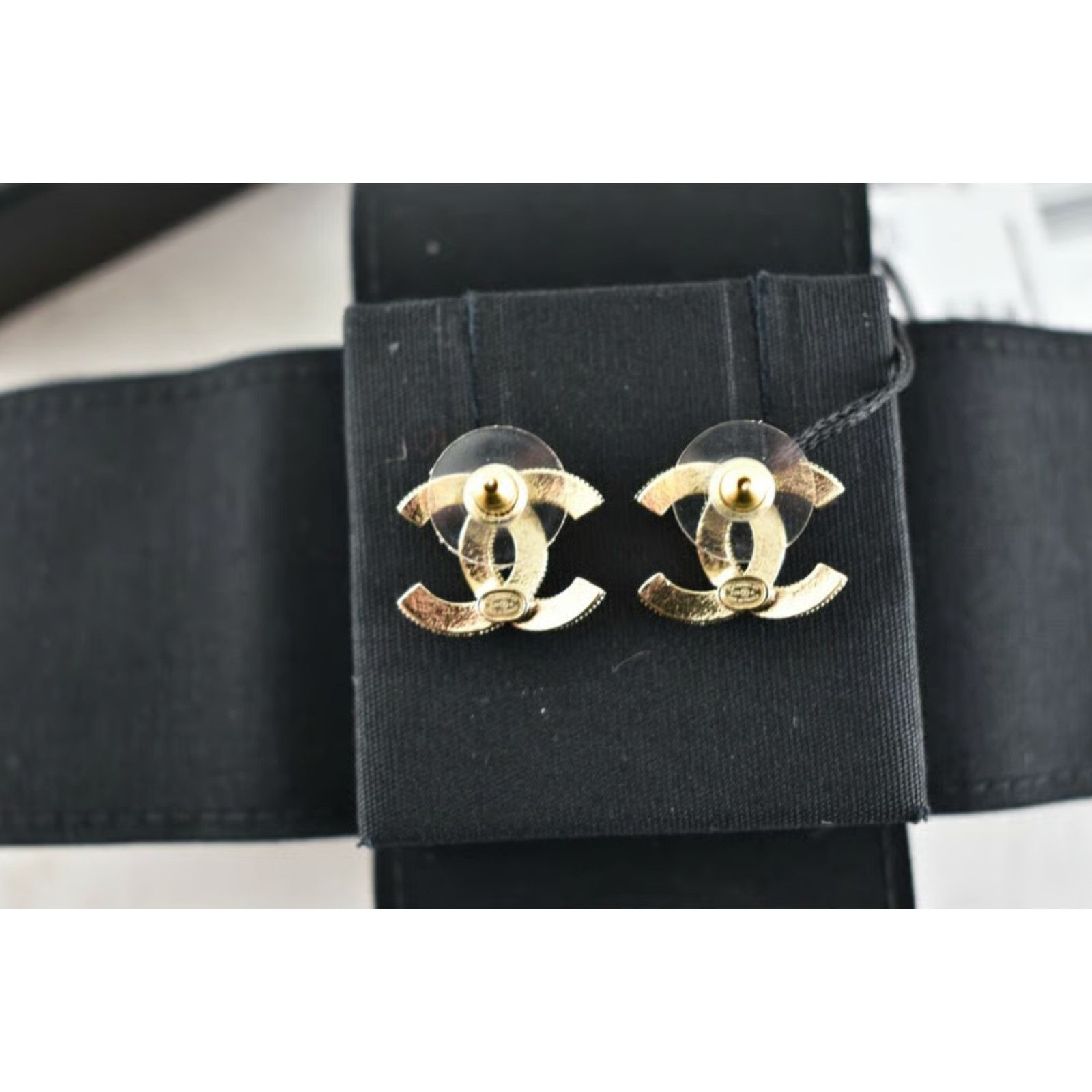Chanel Chanel Gold Pearl Strass Crystal Statement Stud Earrings Size ONE SIZE - 9 Thumbnail