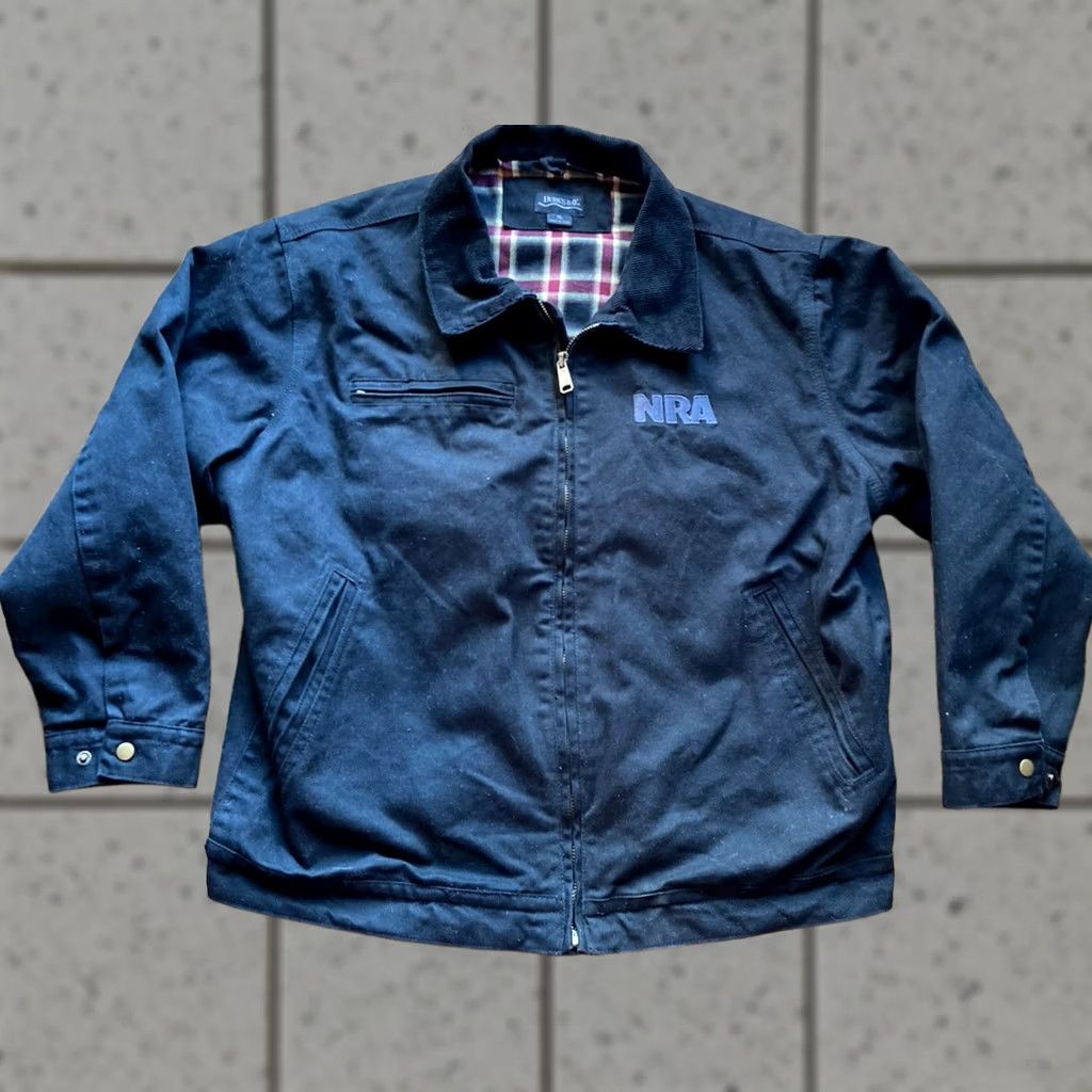 Vintage Burks Bay NRA Jacket Mens XL Black Canvas Bomber Flannel Lined Corduroy Collar Size US XL / EU 56 / 4 - 1 Thumbnail