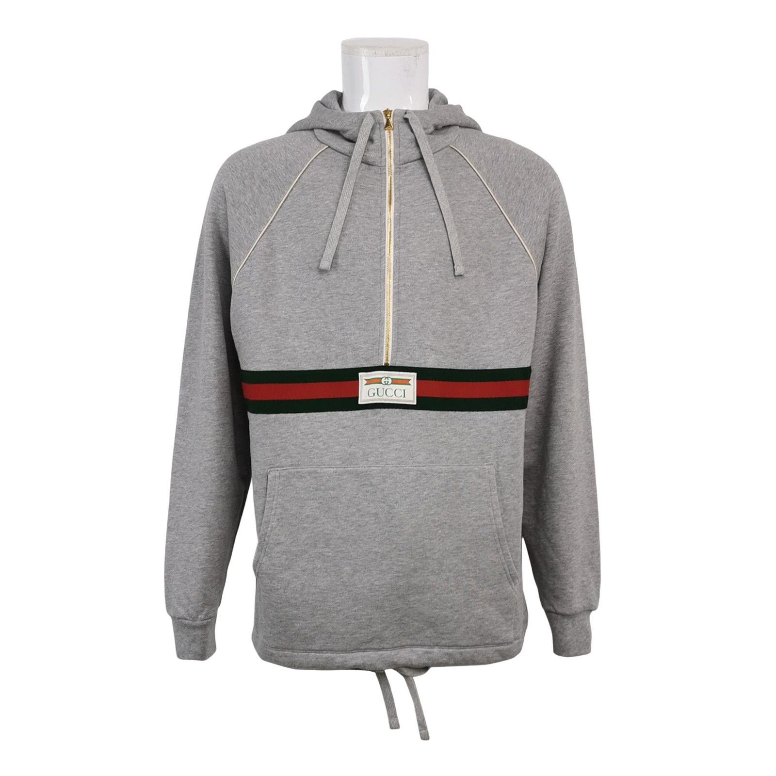 Gucci Gucci Stripe Logo Half-Zip Hoodie Size M Size US M / EU 48-50 / 2 - 1 Thumbnail