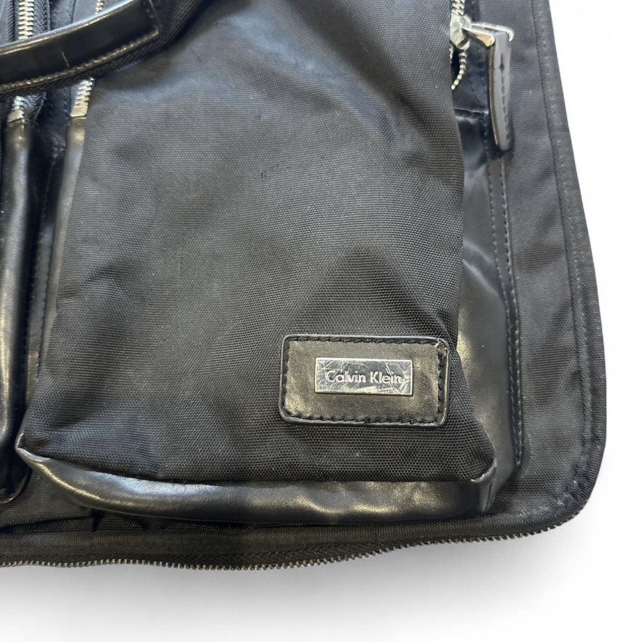 Calvin Klein Calvin Klein Black Expandable Nylon + Faux Leather Work Bag Size ONE SIZE - 6 Thumbnail