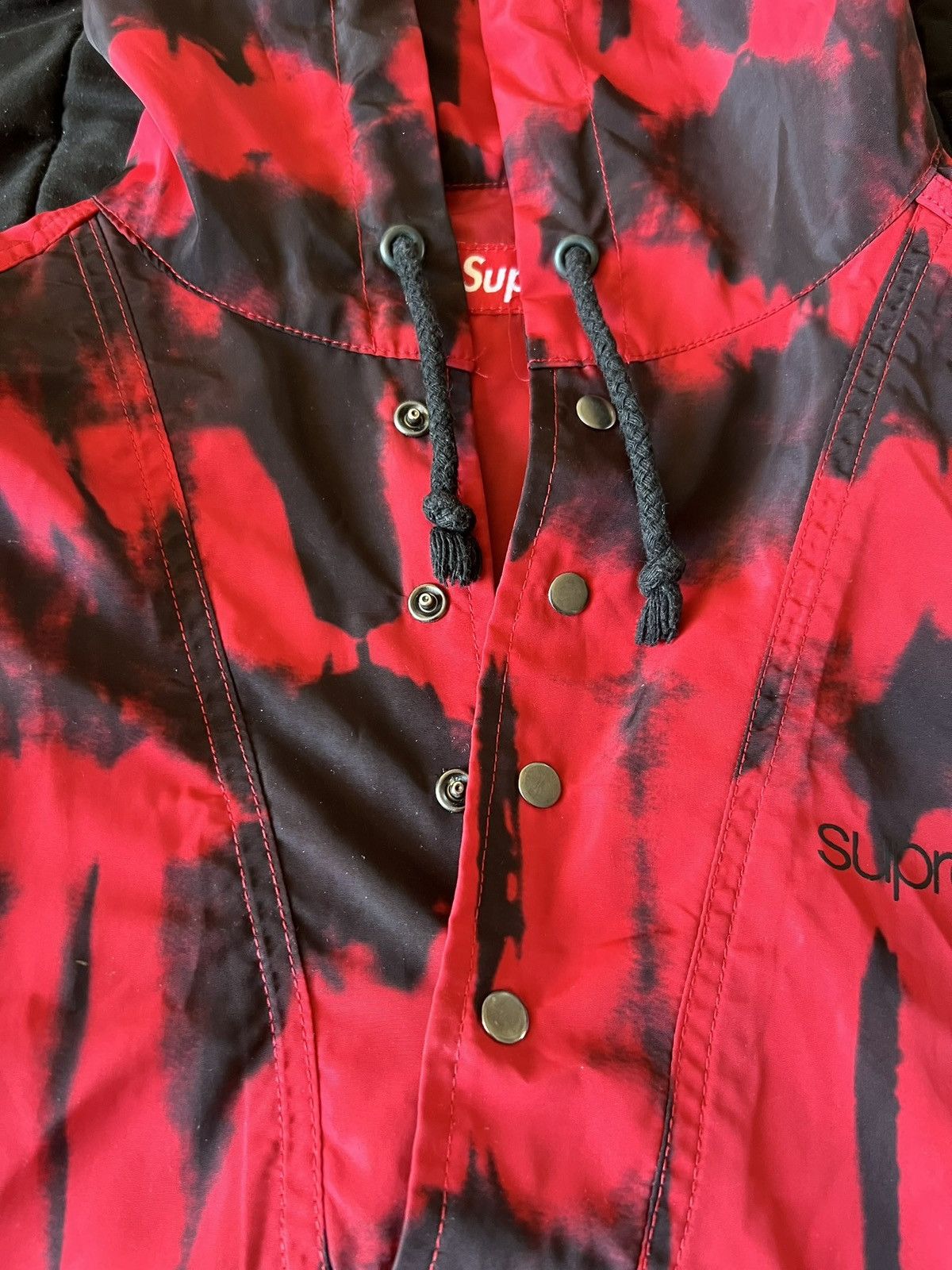 Supreme Supreme Tie Dye Pullover Windbreaker Black Red Hoodie SS13 Size US L / EU 52-54 / 3 - 3 Thumbnail