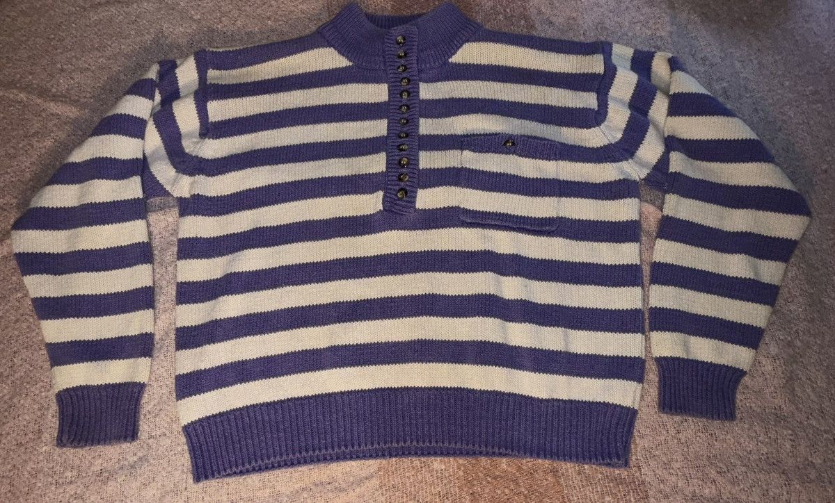 Other 80s Conspiracy Archive Shaker Knit Striped Mock Neck Purple Size L / US 10 / IT 46 - 1 Thumbnail