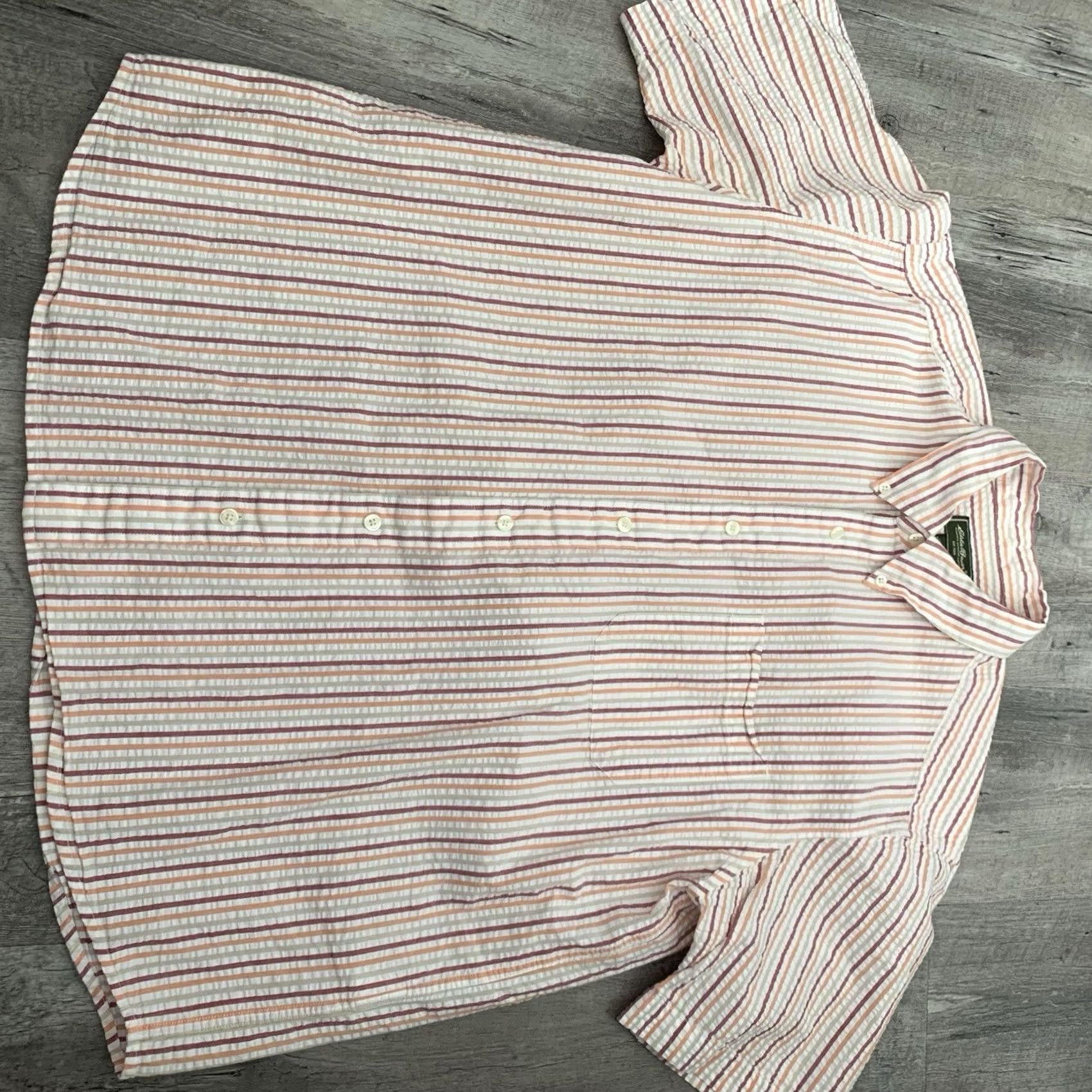 Eddie Bauer Eddie Bauer Seersucker Shirt Mens XL Striped Short Sleeve 100% Cotton Multicolor Button-Down Pocketed Casual Shirt Size US XL / EU 56 / 4 - 6 Thumbnail
