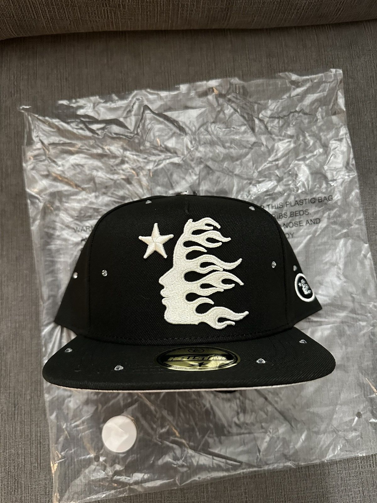 HELLSTAR Rhinestone Hellstar Starry Night Fitted Hat 7 3/8 BLACK