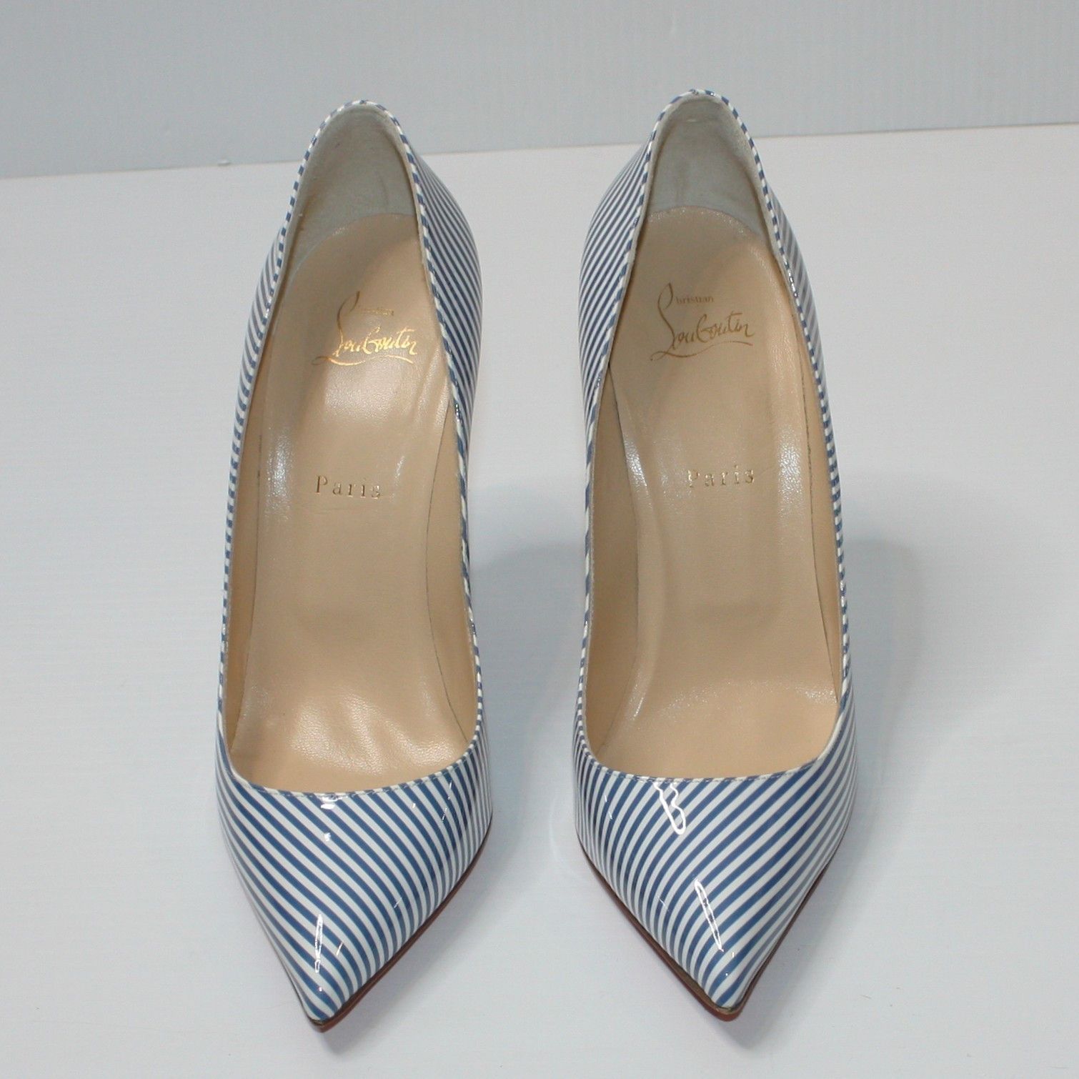 Christian Louboutin Pigalle Follies 100 Stripe Jean Pump Shoes in EU 41 / US 11 Size US 11 / IT 41 - 3 Thumbnail