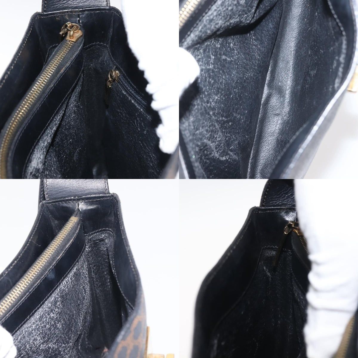 Celine CELINE Macadam Canvas Shoulder Bag Pvc Leather Black Gold Size ONE SIZE - 12 Thumbnail