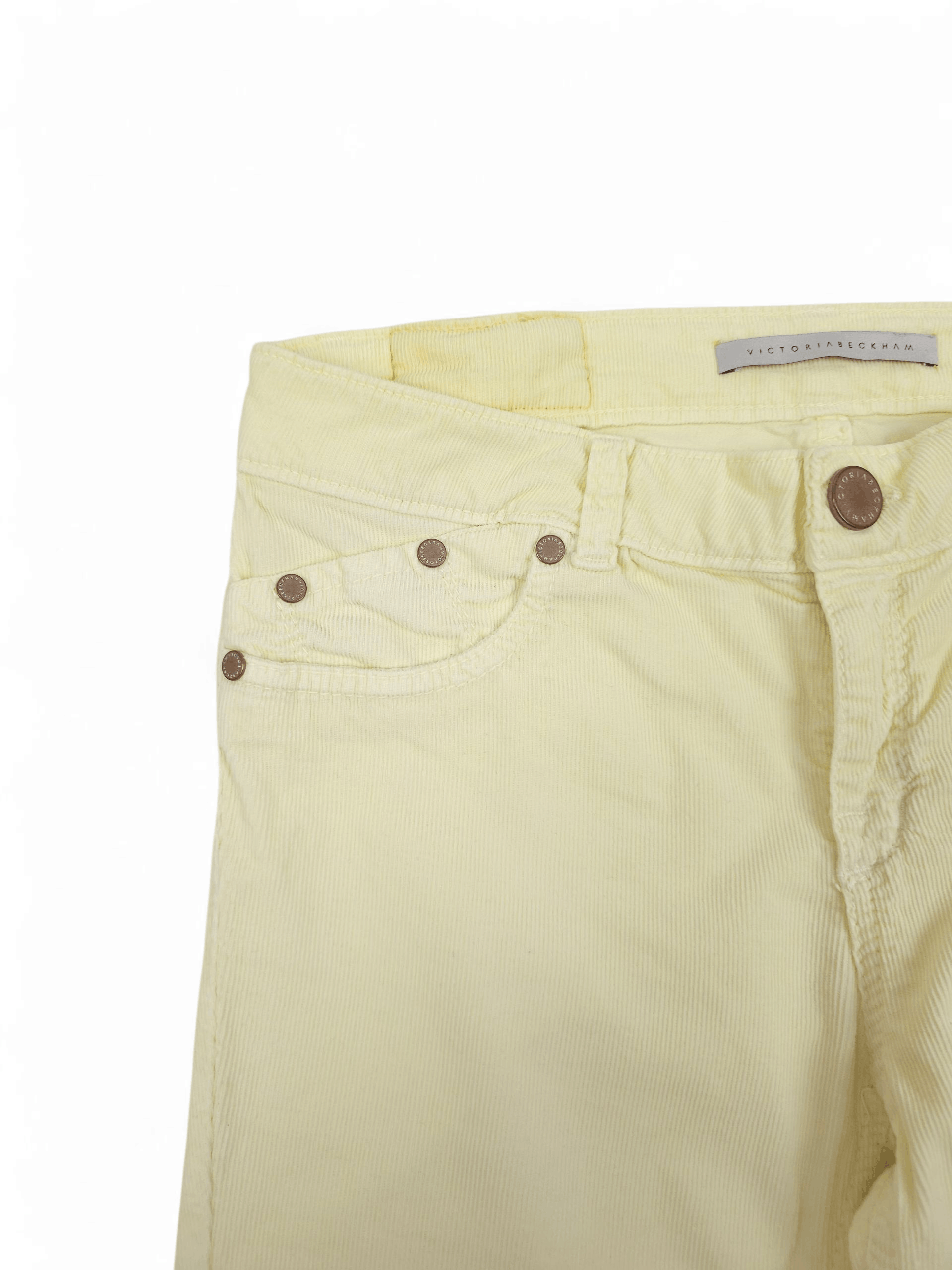 Hysteric Glamour 💎 Victoria Beckham Corduroy Cream Skinny Pants Trousers Size 27" / US 4 / IT 40 - 3 Thumbnail