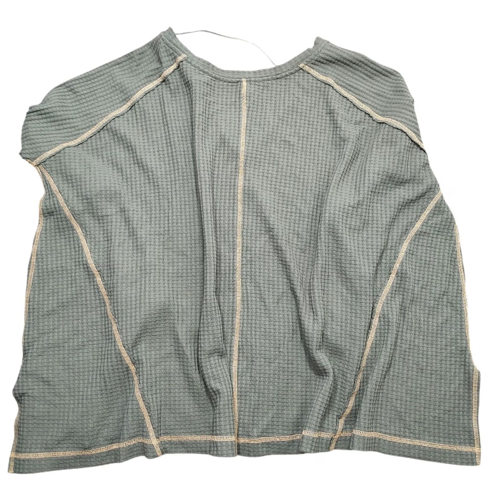 Vintage Free People We The Free Thermal Top Olive Green Waffle Knit Boho Oversized M LS T-Shirt Women Size M / US 6-8 / IT 42-44 - 3 Thumbnail