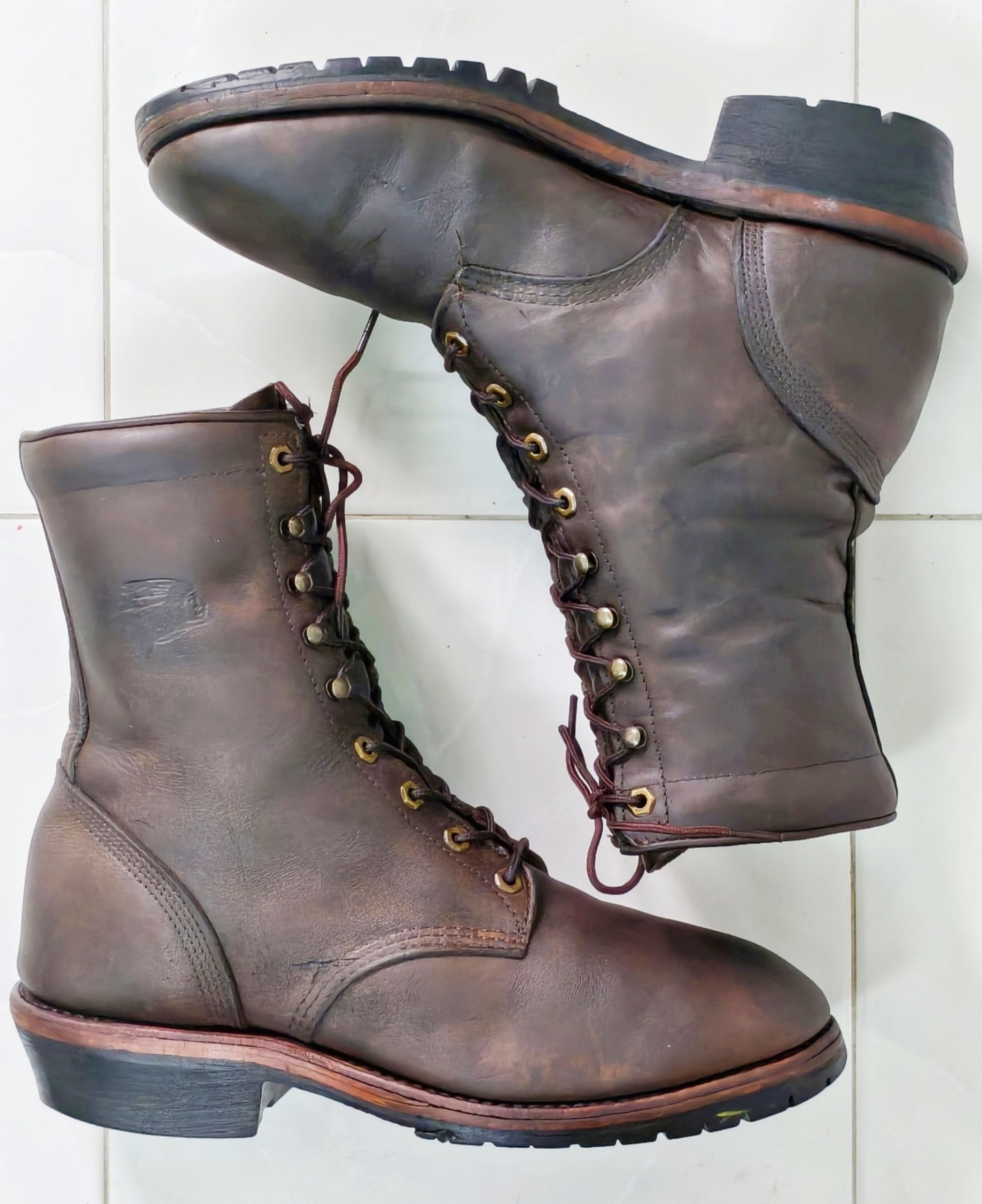 Chippewa CHIPPEWA 20090 Logger Boots Men's Brown Leather Vibram Sole Size US 12 / EU 45 - 10 Thumbnail