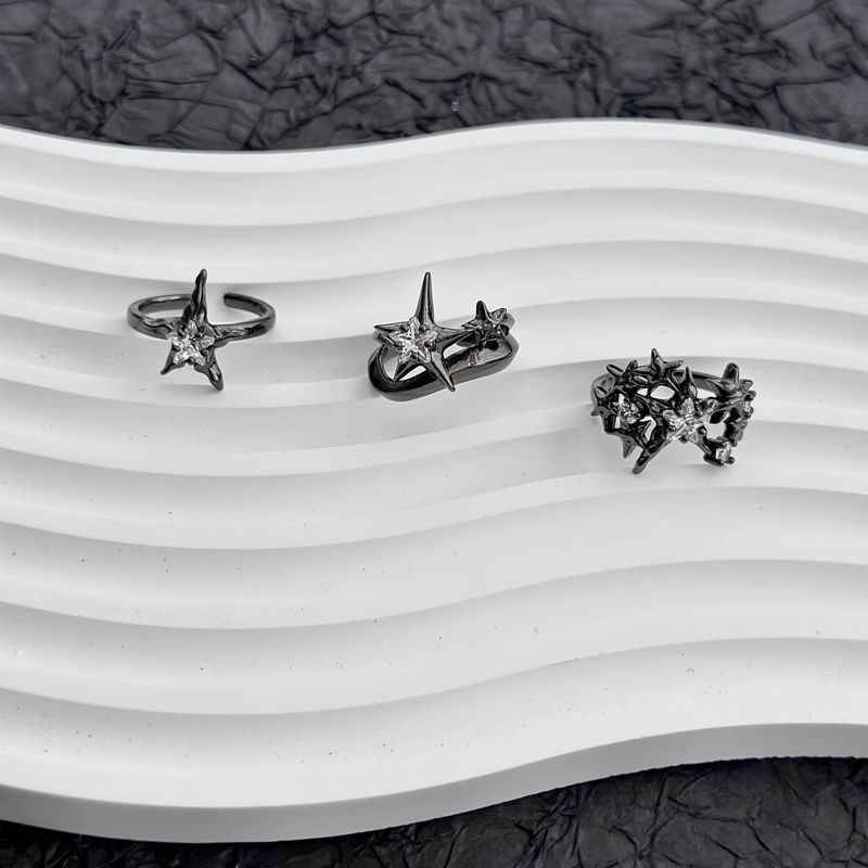 Jewelry Star Hip-hop Jewelry Rings Open Size Chrome Ring (Size 7-13) Size ONE SIZE - 5 Thumbnail