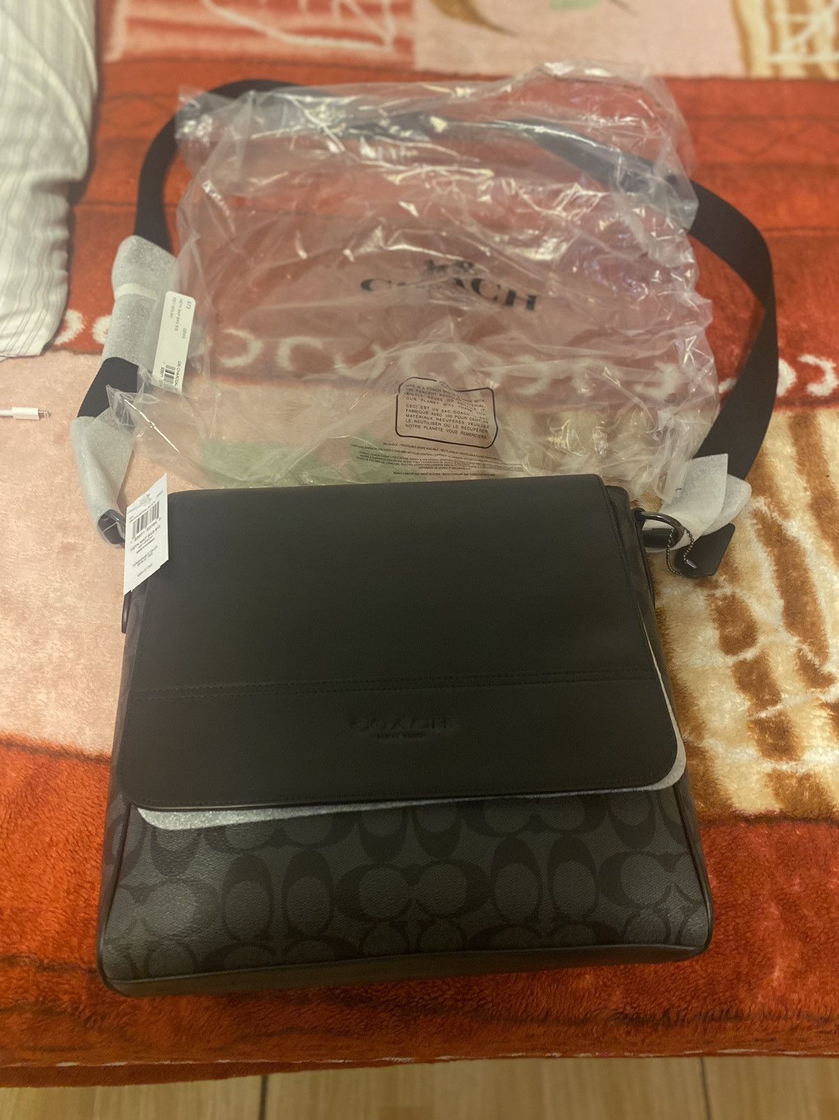 image of Coach Map Bag Sig in Black, Men's (Size 30)
