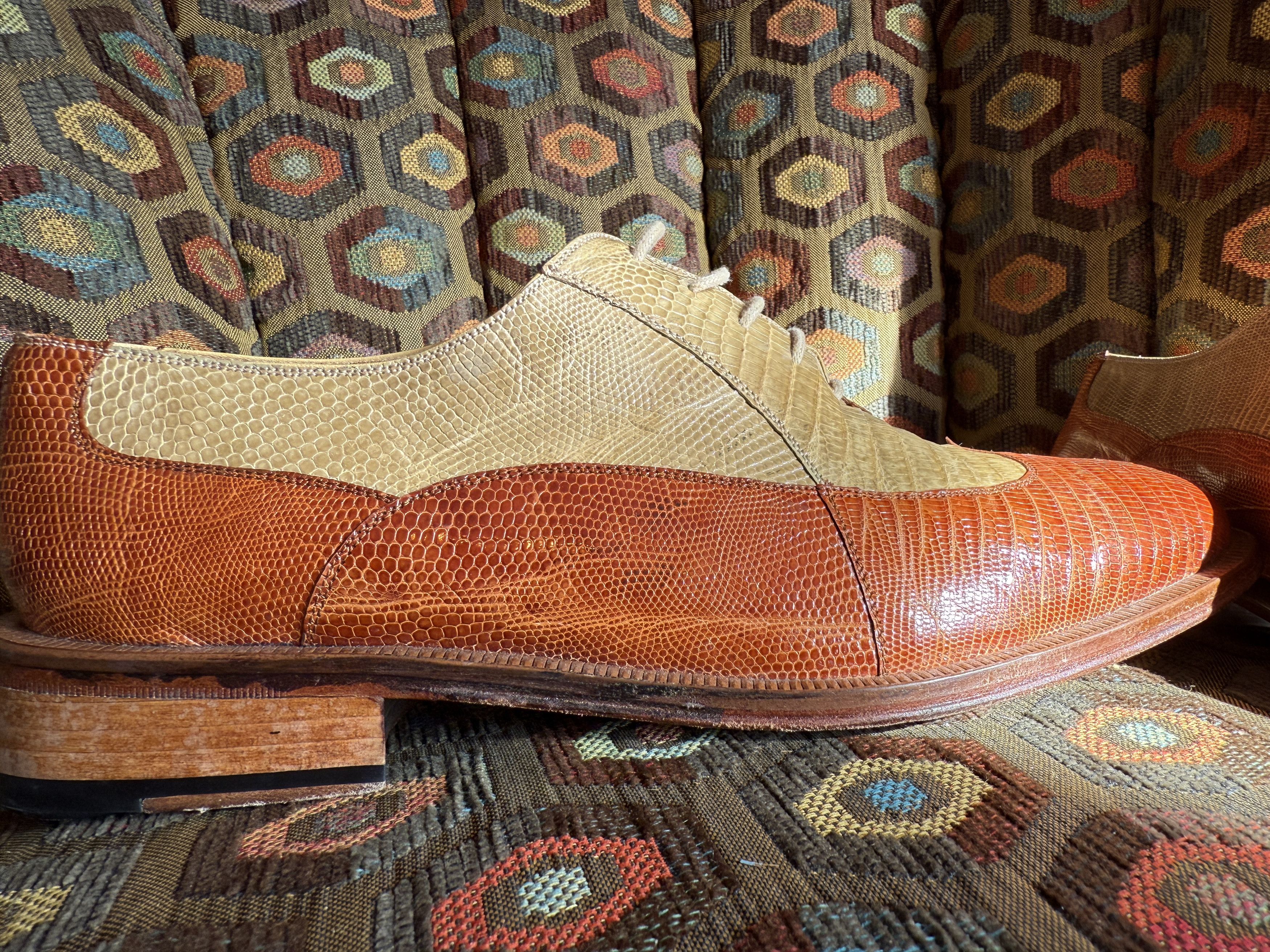 David Eden TWIST teju lizard spectators caramel/bone + box, bag, trees Size US 9 / EU 42 - 6 Thumbnail
