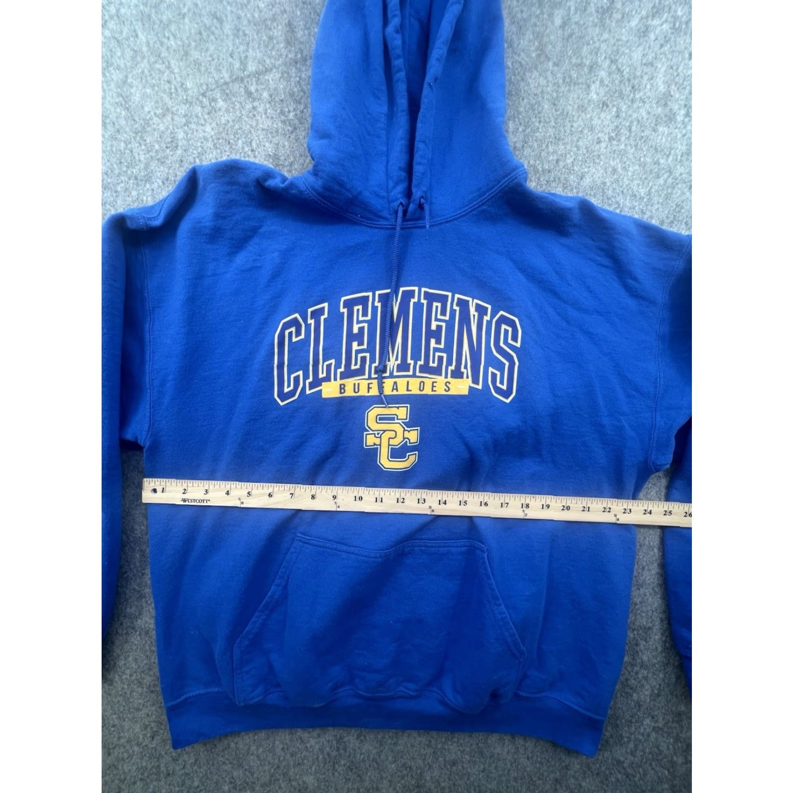 Gildan VINTAGE Clemens Buffalo Sc College Men's Blue Graphic Pullover Hoodie XL size XL? Size US XL / EU 56 / 4 - 2 Thumbnail