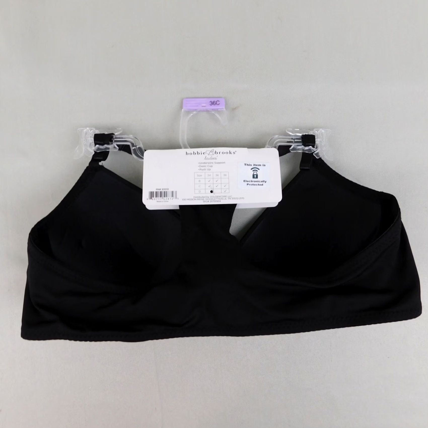 Vintage Bobbie Brooks Bra Push-Up Underwire 36C Black Microfiber Racerback Women Size ONE SIZE - 4 Thumbnail