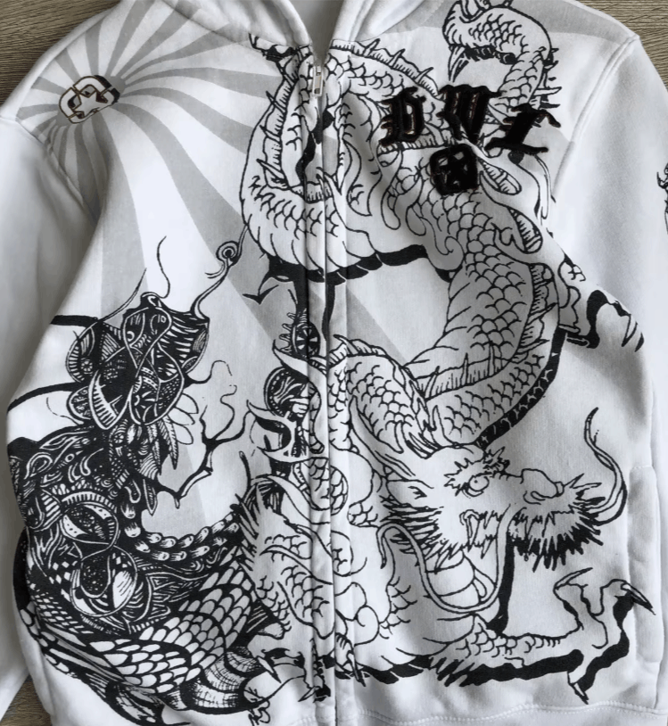 Japanese Brand 28 Y2K Chinese Dragon Ink Wash Print Hooded Zip Up Size US M / EU 48-50 / 2 - 8 Thumbnail