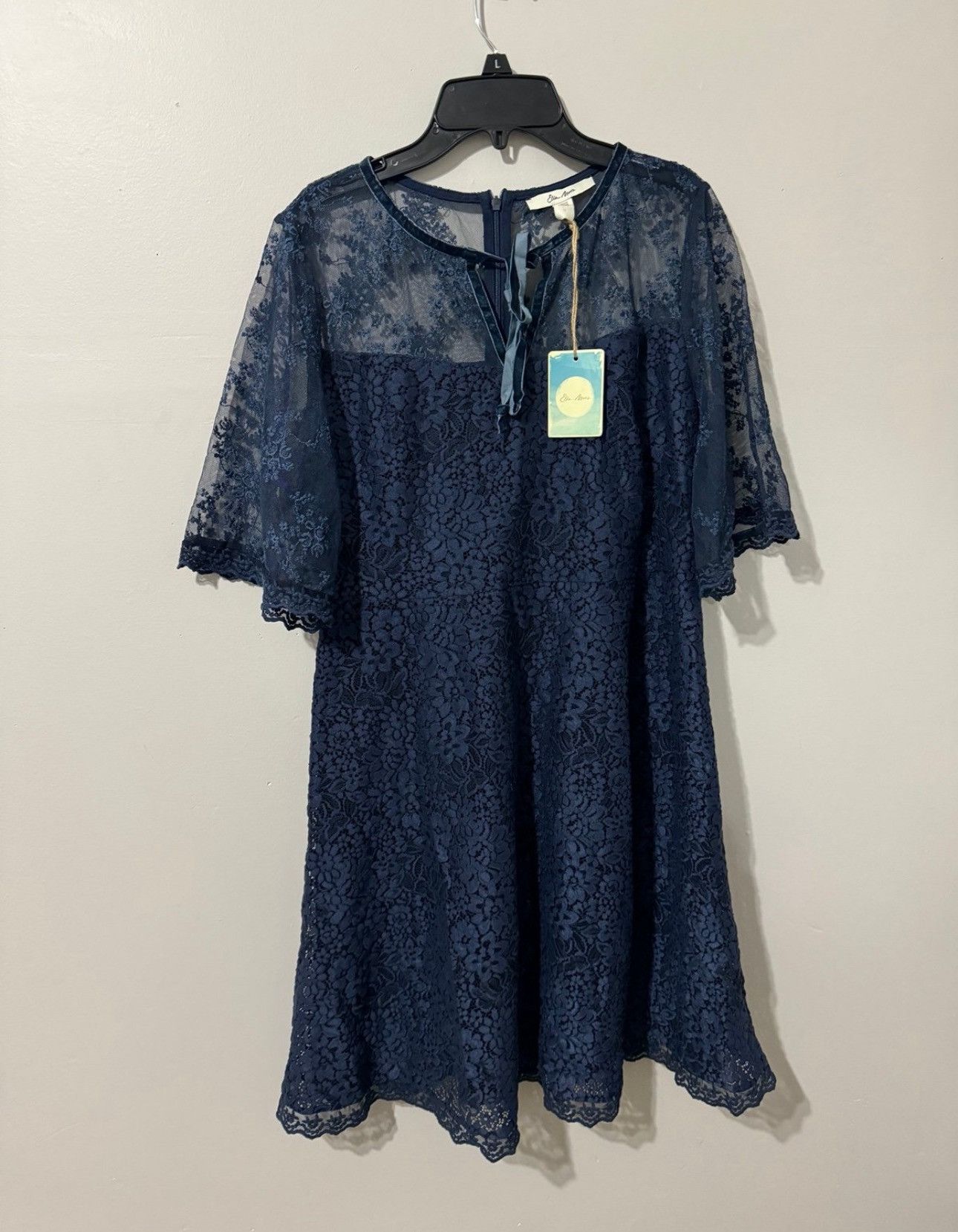 Other Ella Moon Navy Blue Floral Lace Dress Size L Size L / US 10 / IT 46 - 1 Thumbnail