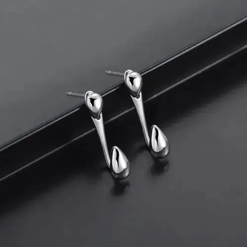 Jewelry × Other 925 Silver Plated Teardrop Stud Earrings for Men Women Size ONE SIZE - 3 Thumbnail