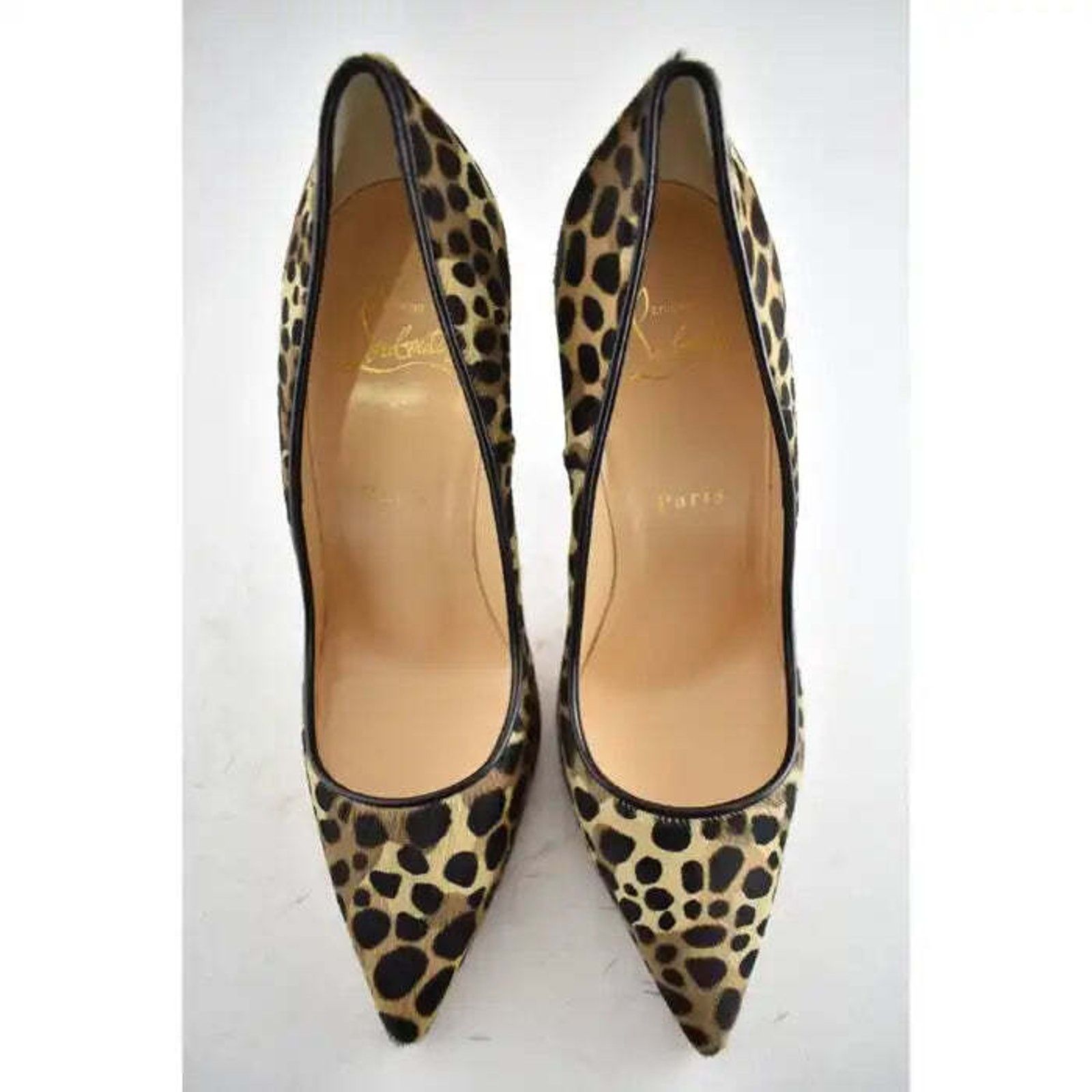 Christian Louboutin So Kate 120 Pony Fur Leopard Black Brown Heel Pump 37.5 Size US 7.5 / IT 37.5 - 7 Thumbnail