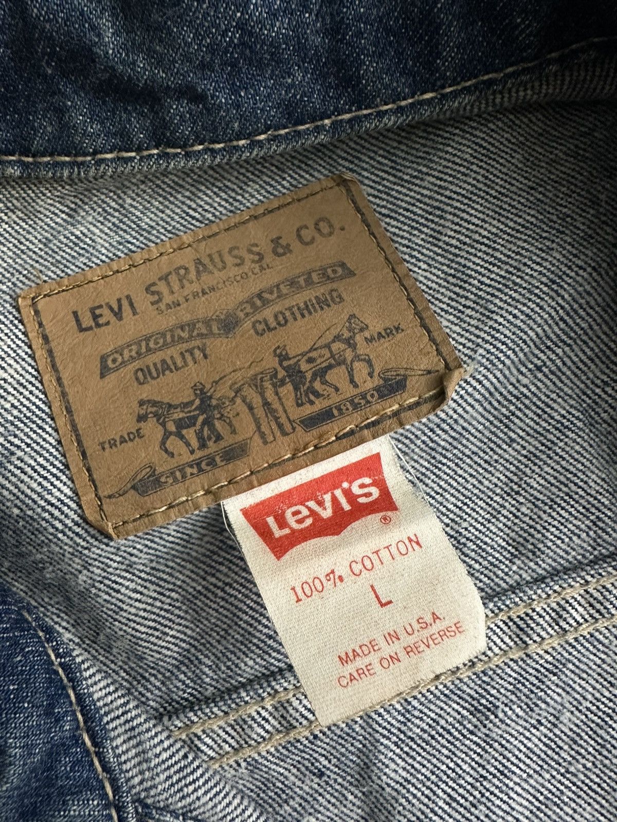 Levi's × Levi's Vintage Clothing × Vintage Vintage 90s Levi’s Denim Trucker Jacket Made In USA Men’s L Size US L / EU 52-54 / 3 - 5 Thumbnail