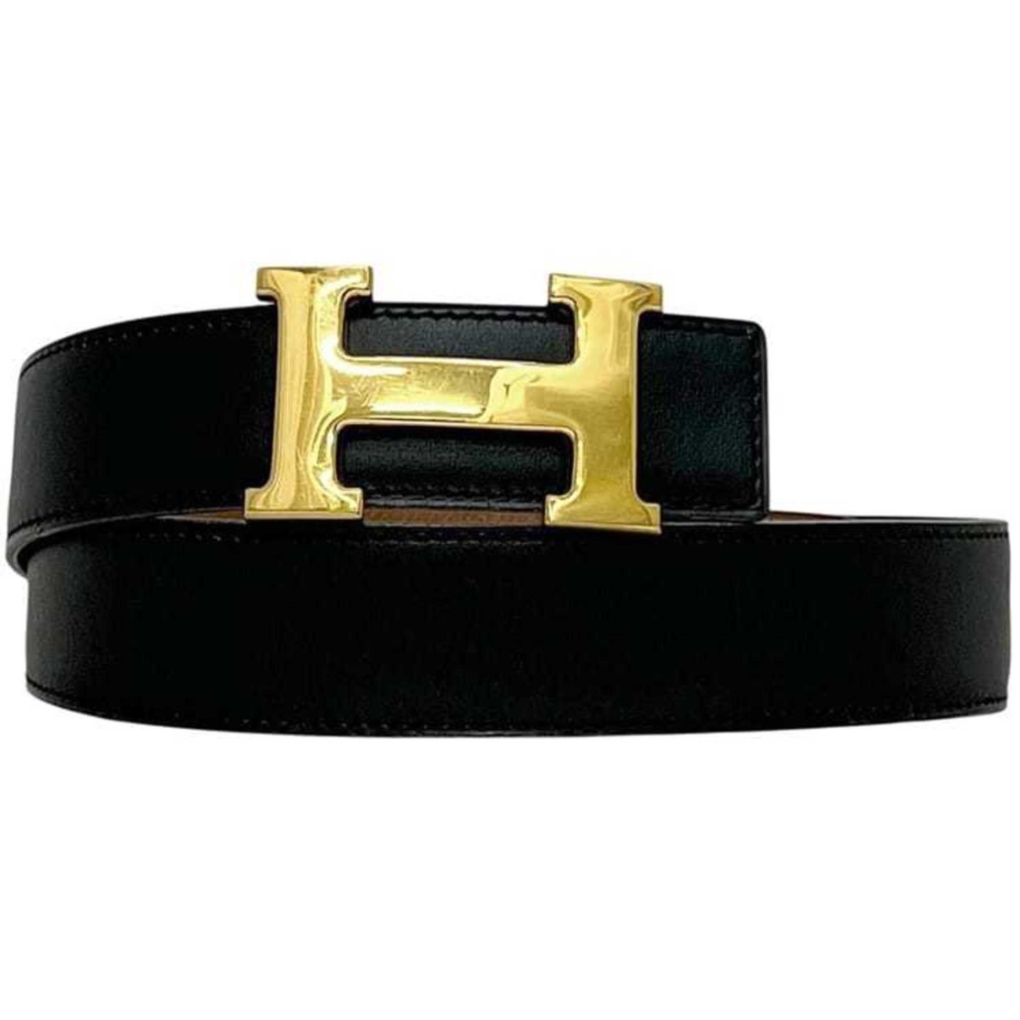 Hermes Hermes H-belt f-25247 Black Camel Brown Gold Constance Waist 71cm Leather Box Calf Courchevel ○W stamp HERMES 30mm Buckle Reversible Size ONE SIZE - 1 Thumbnail