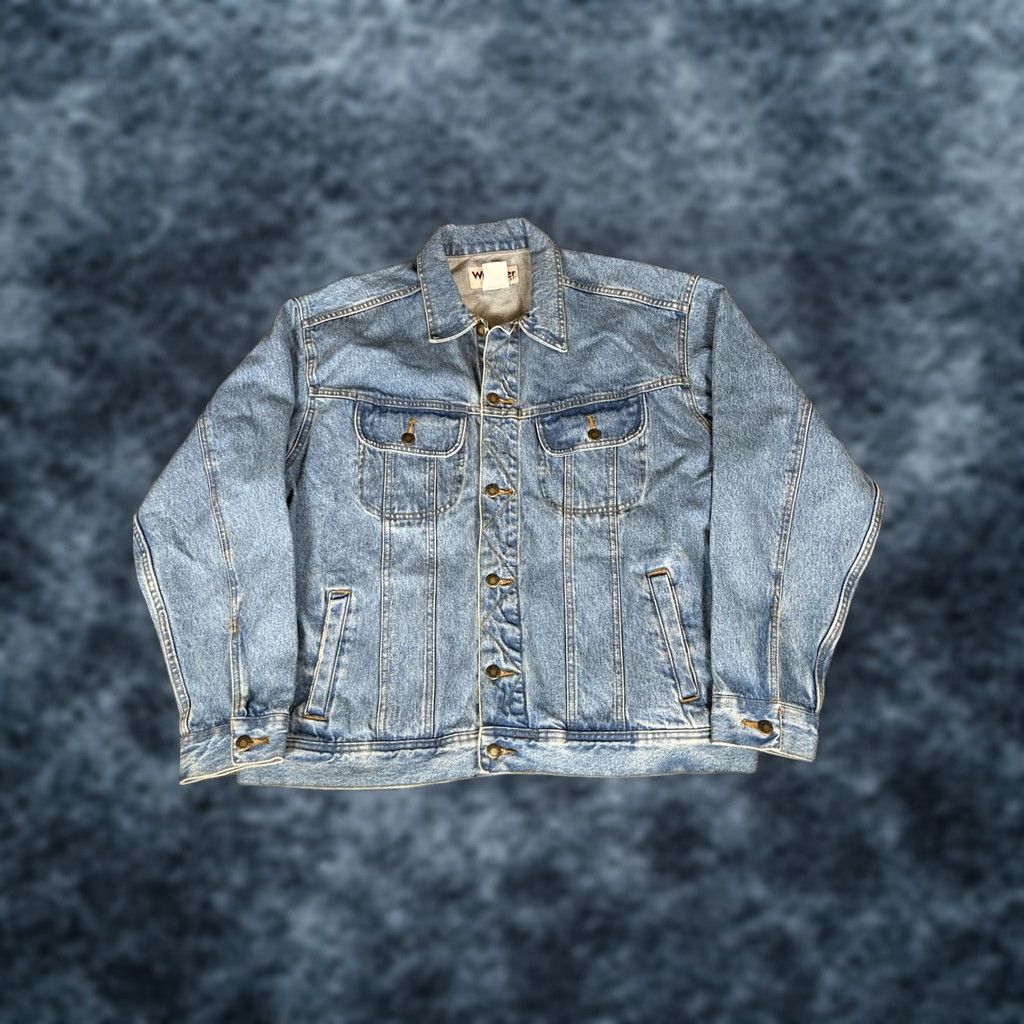 Wrangler VINTAGE Wrangler Rugged Wear Denim Jacket XL Blue Men's Jacket Regular Fit Button Front Spring Summer Winter Western USA 90s 2000s Size US XL / EU 56 / 4 - 1 Thumbnail