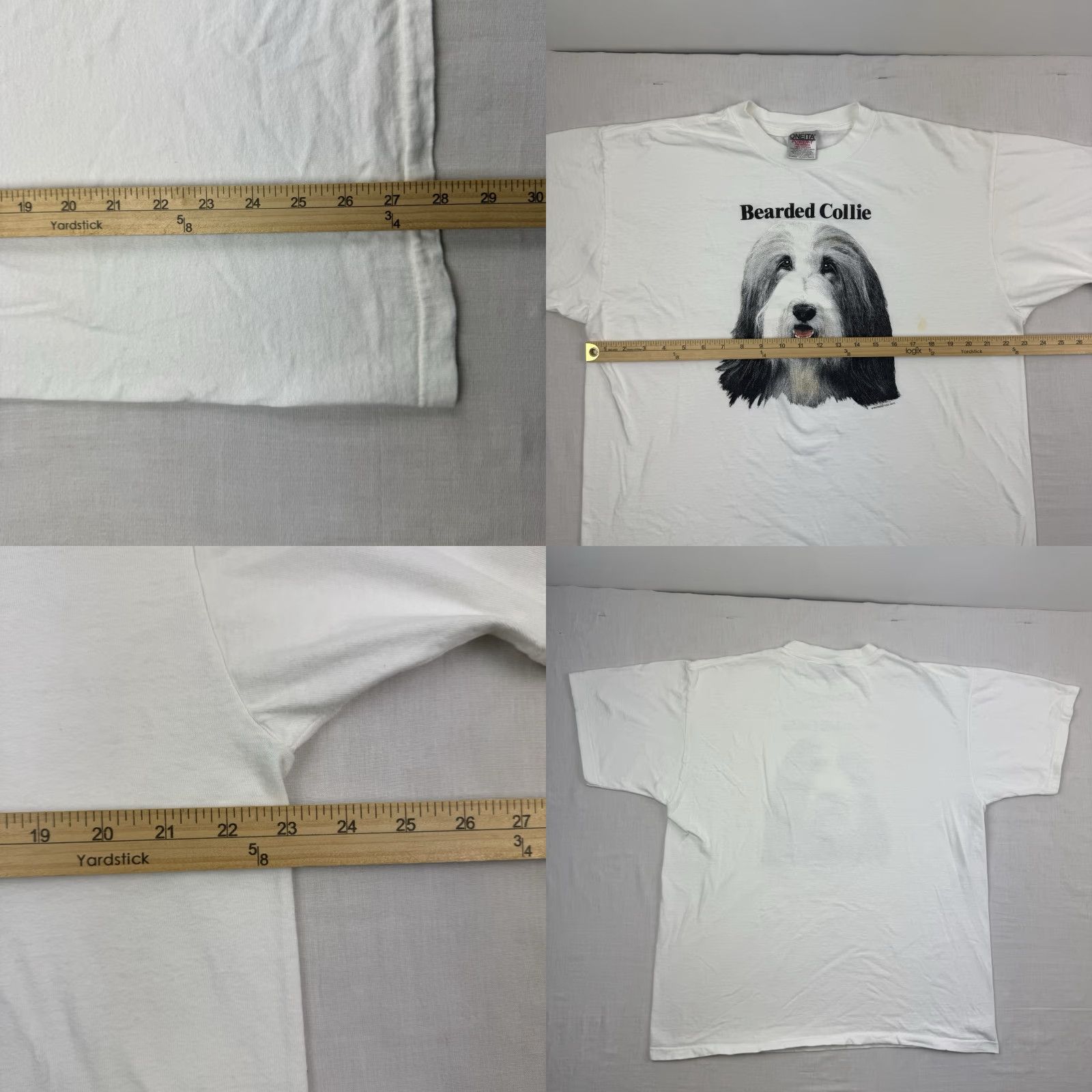 Vintage VINTAGE Bearded Collie Dog T-Shirt Adult XL White Graphic Print 90s Funny Mens XL Size US XL / EU 56 / 4 - 8 Thumbnail