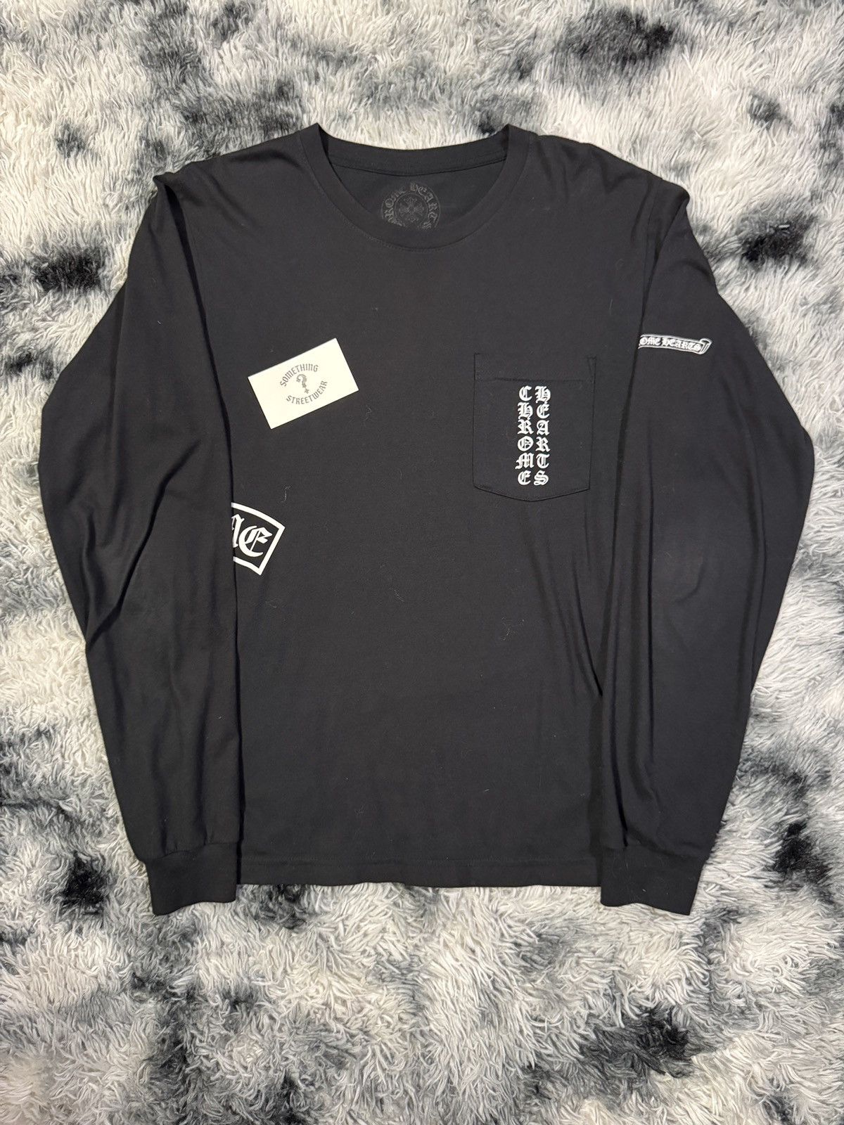 Chrome Hearts Black Vertical Logo Tbar Horseshoe Longsleeve