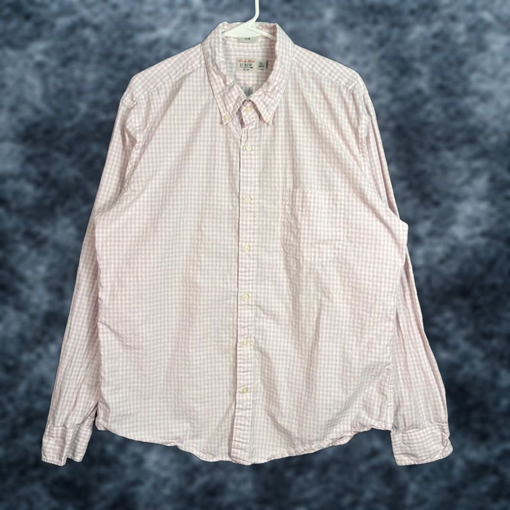 J.Crew J.CREW Mens XL Slim Fit Secret Wash Shirt Pink Gingham 100% Cotton Button-Down Long Sleeve Casual, Business Mens Size US XL / EU 56 / 4 - 1 Thumbnail