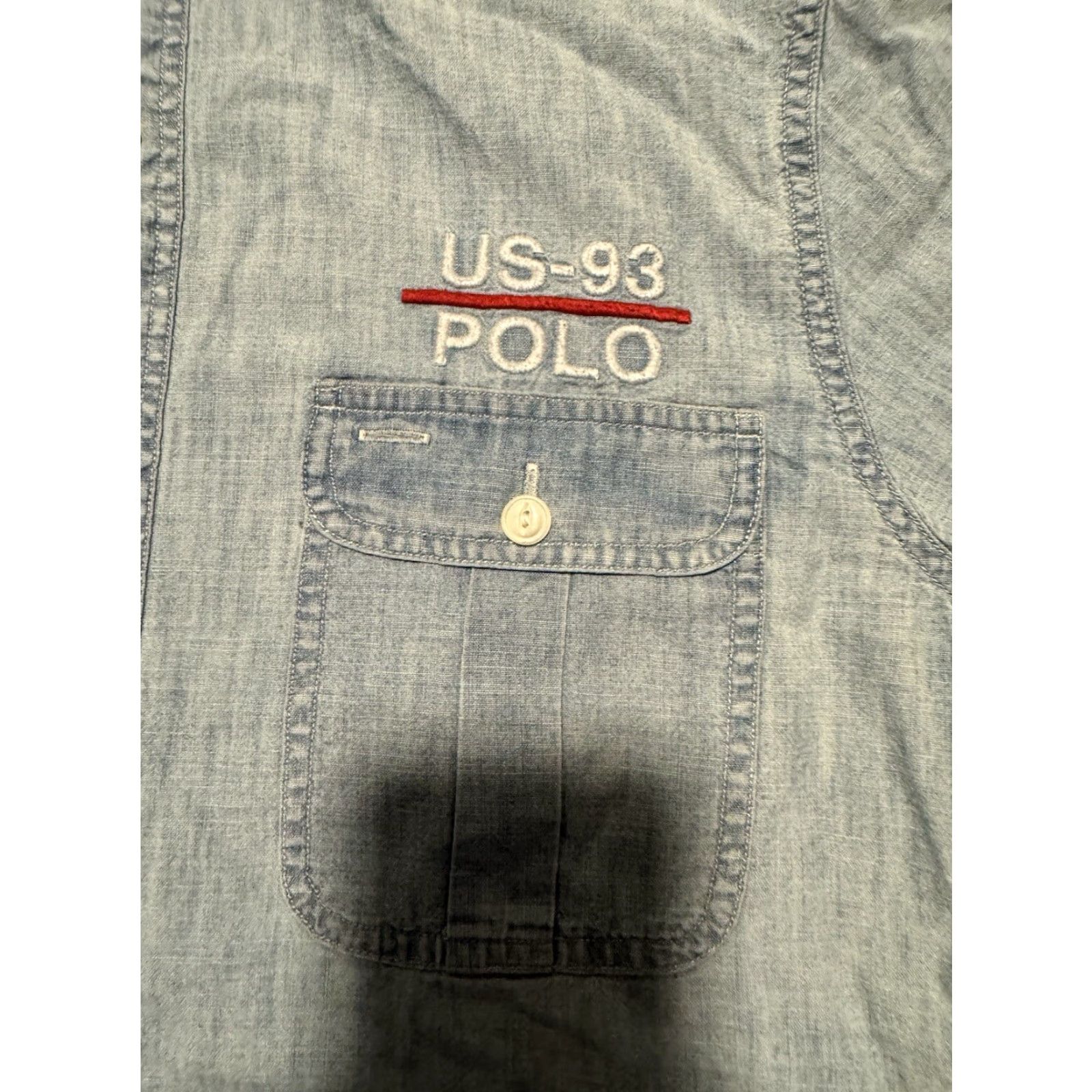 Polo Ralph Lauren VINTAGE Polo Ralph Lauren Chambray CP-RL 93 Button Up Shirt Denim Blue Size Small Mens Shirt Regular Short Sleeve Size US S / EU 44-46 / 1 - 5 Thumbnail