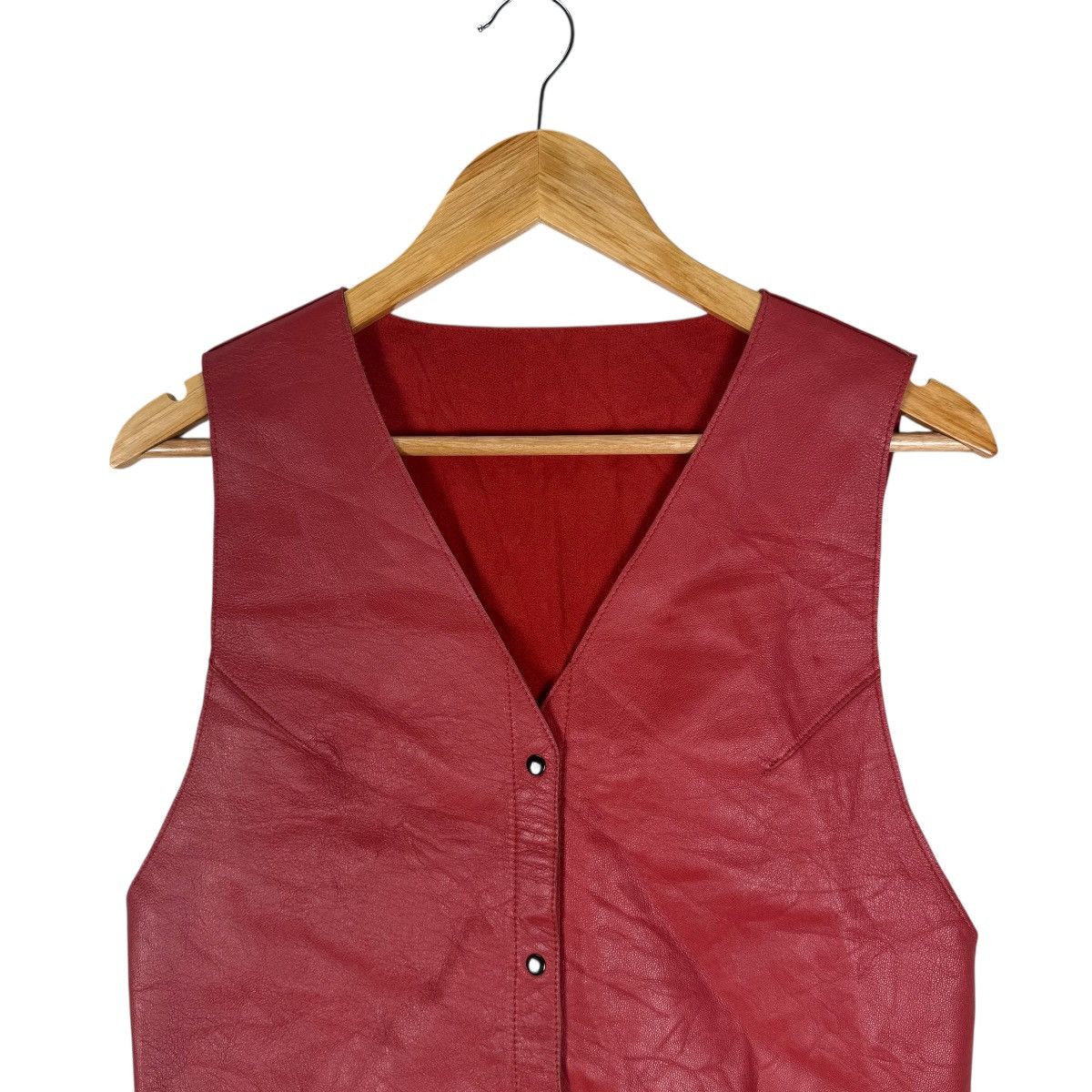 Hiroko Koshino Homme 🌟HIROKO KOSHINO TRUNK SHEEP SKIN RED LEATHER VEST Size M / US 6-8 / IT 42-44 - 2 Thumbnail