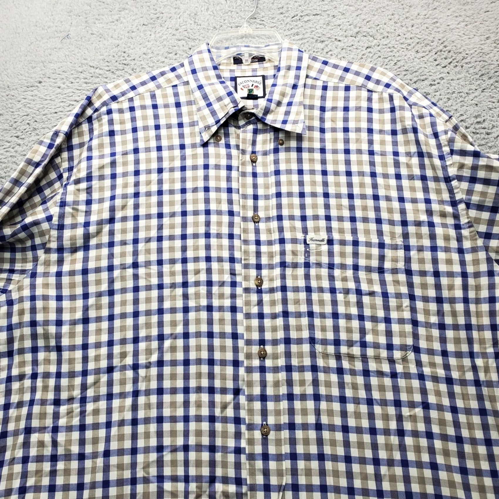 Faconnable Façonnable Shirt Men 2XL Multi Check Relaxed Button-Down Chest Pocket Collar Shirt Size US XXL / EU 58 / 5 - 5 Thumbnail