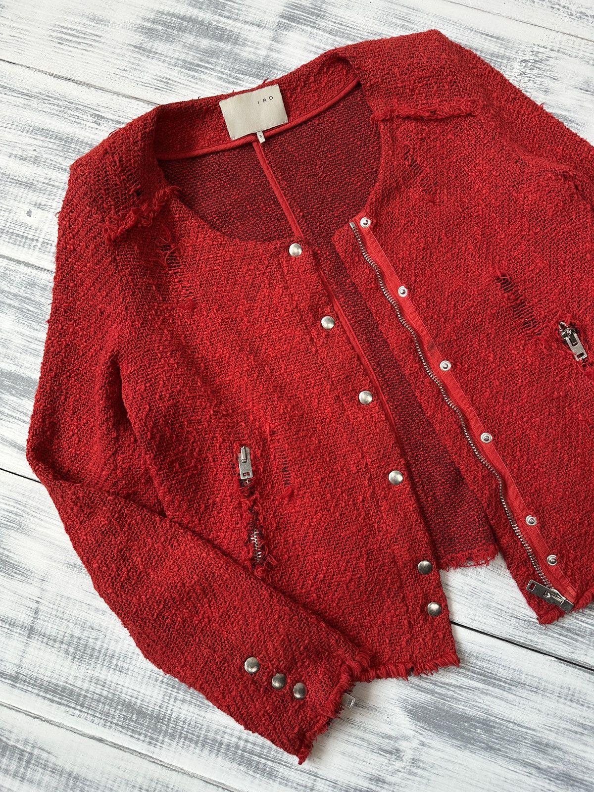 Iro IRO Agnette Tweed Jacket Red size 3 Size XS / US 0-2 / IT 36-38 - 8 Thumbnail