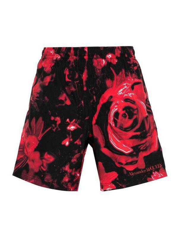 Alexander McQueen o1w1db10725 Wax Flower Swim Shorts in Black Size US 34 / EU 50 - 1 Thumbnail