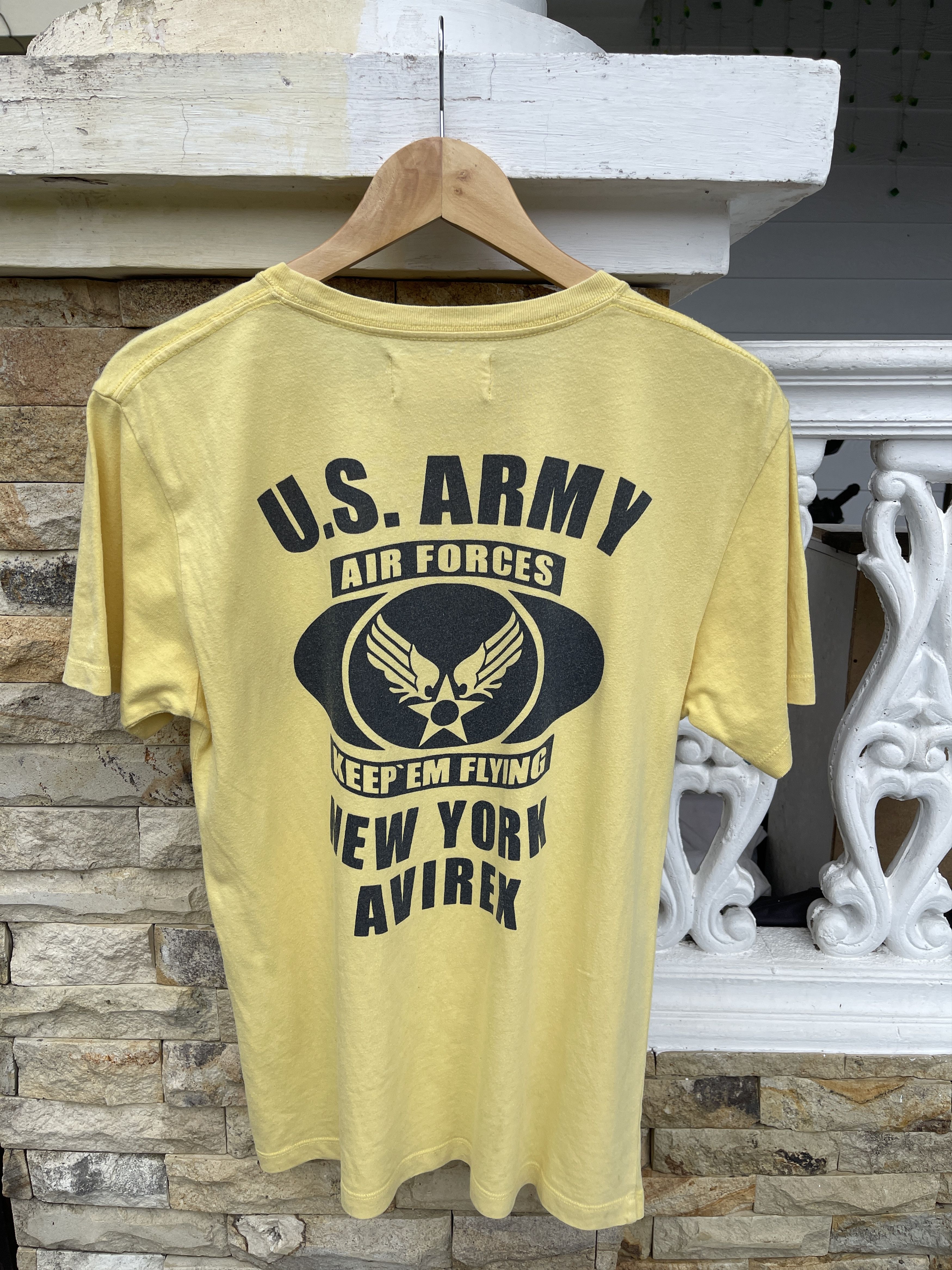 image of Affliction x Avirex vintage Avirex Us Army T Shirt in Yellow, Men's (Size Medium)