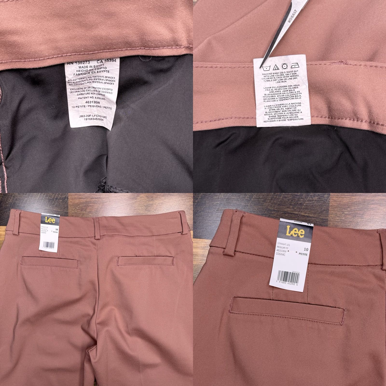 Lee Lee Regular Fit Straight Leg Pants 10P Petite Cognac Mid Rise Stretch Workwear Casual Travel Women's Pants Size 32" / US 10 / IT 46 - 8 Thumbnail