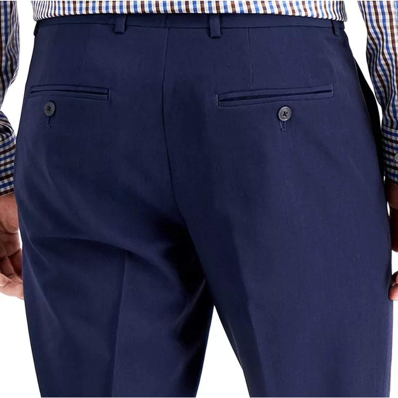 Perry Ellis Perry Ellis Men's Solid Navy Modern Dress Pants Size 29x30 Size US 29 - 5 Thumbnail